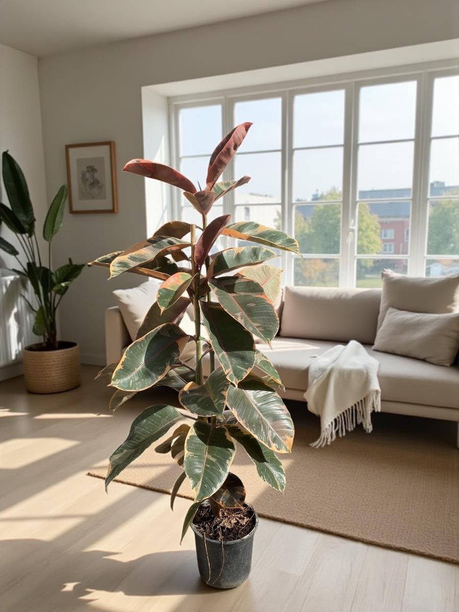 Alacalı Kauçuk Bitkisi 2 Gövdeli (Ficus Elastica Teneke)130-150 cm