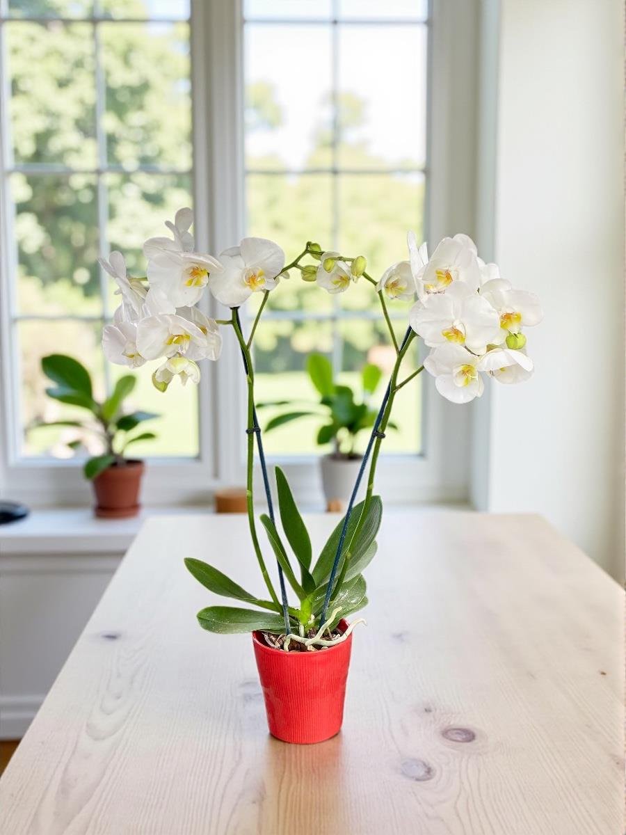 Beyaz Orkide İthal Çift Dal 