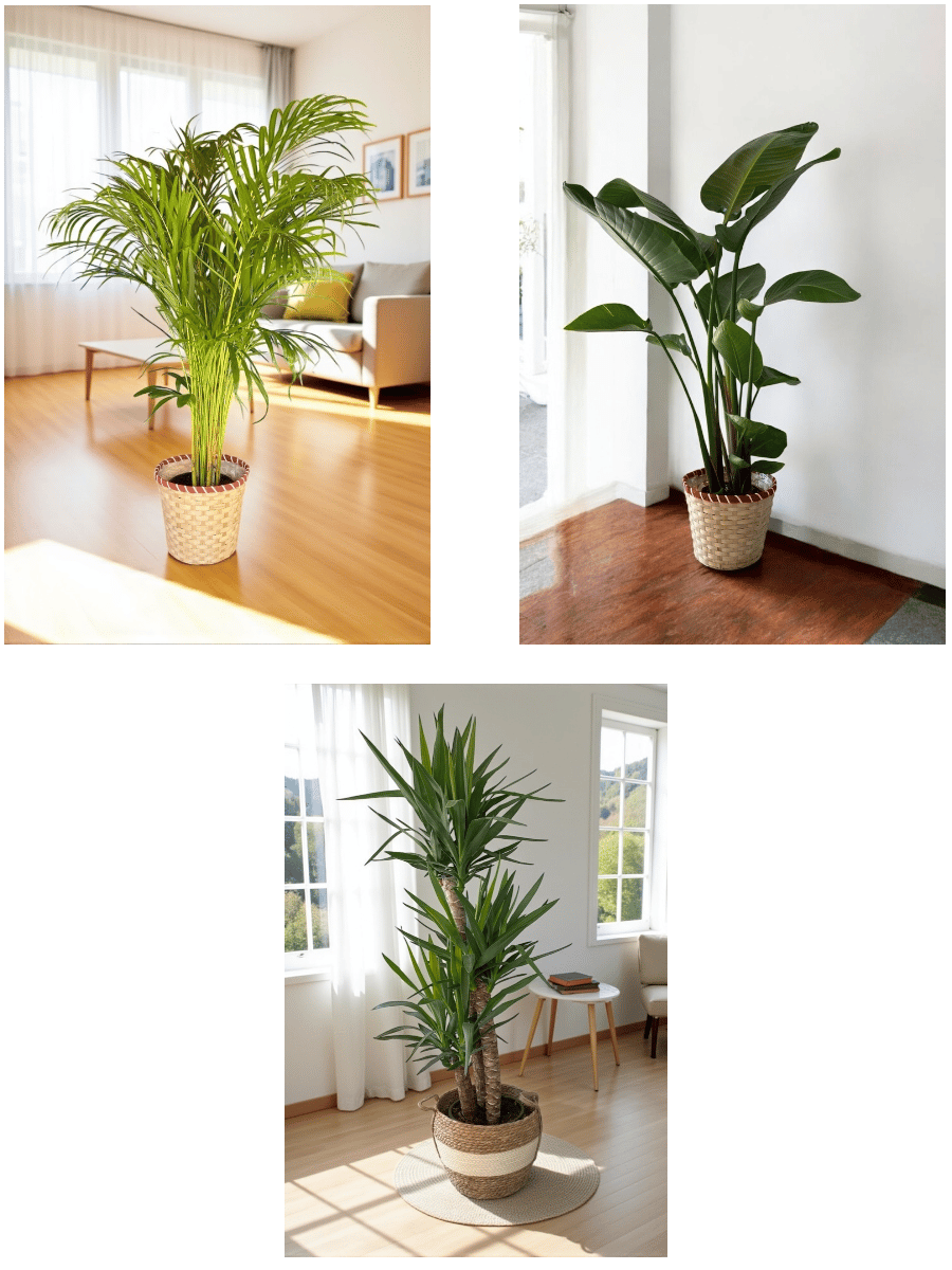 KAMPANYALI BÜYÜK BOY FAVORİ BİTKİ SETİ ( STARLİÇE 3 GÖVDELİ 150 CM - AREKA PALMİYESİ 130 CM - YUKA 3 GÖVDELİ 150 CM )