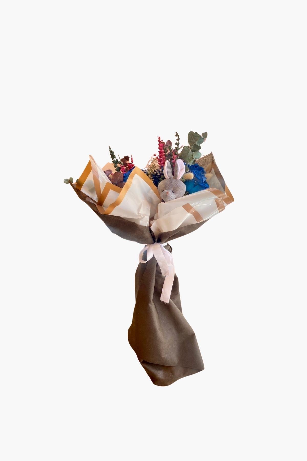 Mavi Kadife Gül Buketi-8 Mart Kadınlar Günü Hediye