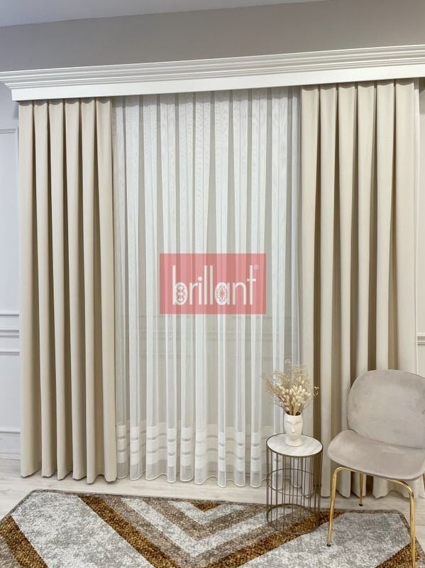 200x300 Fon Perde Dantel Detaylı
