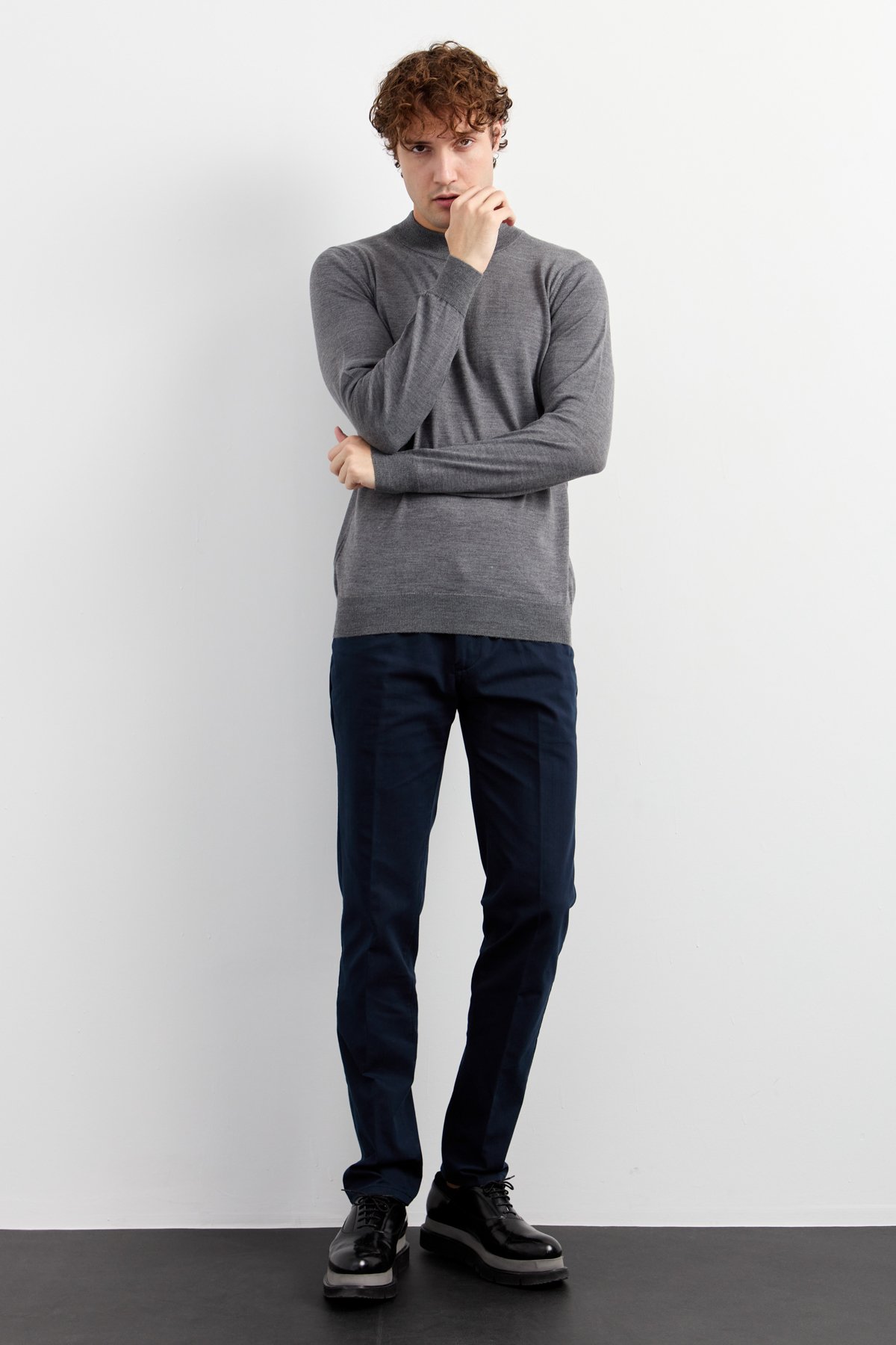 21604Мужской базовый свитер с имитацией водолазки КОПЧЕНЫЙ