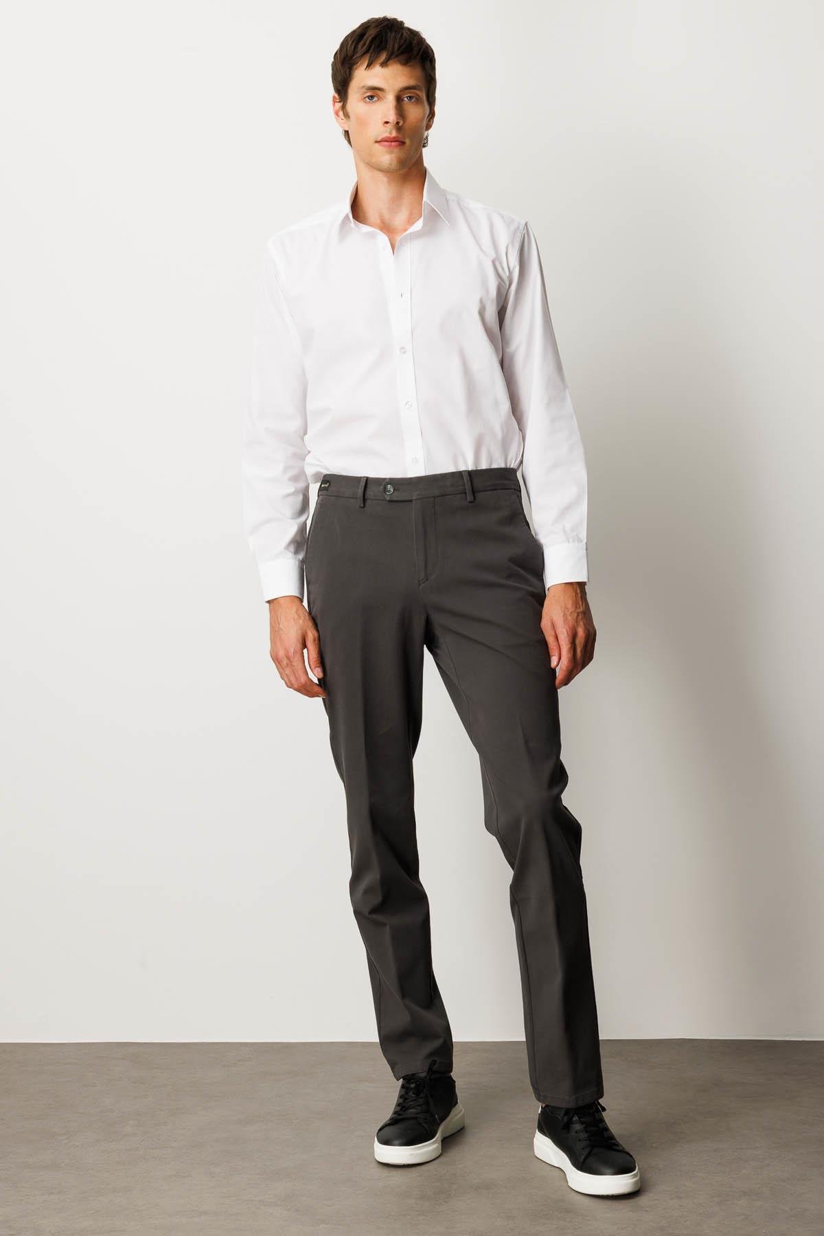 HND.W25.300Erkek Beli Lastikli Yan Cepli Koton Pantolon Antra