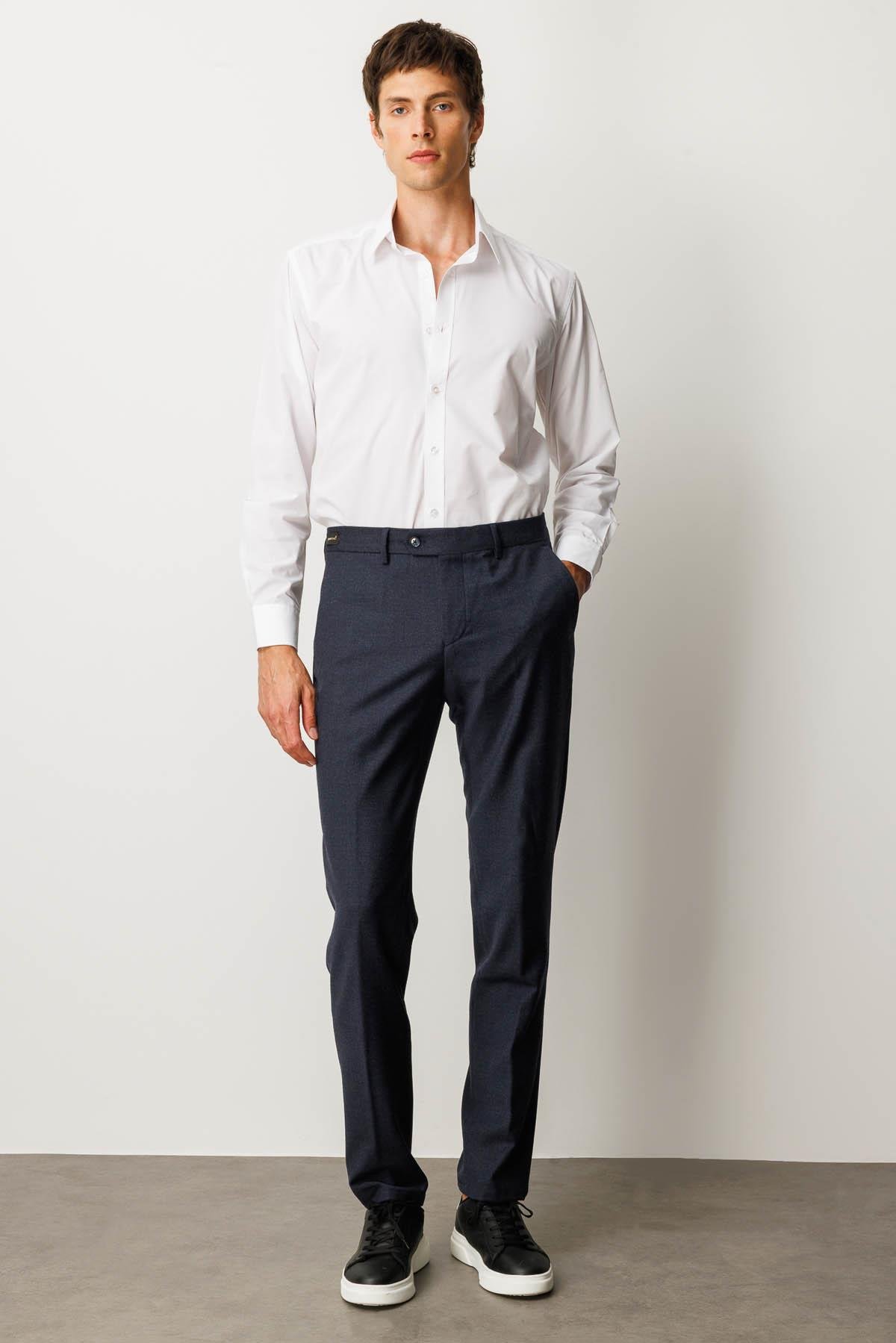 HND.W25.304Erkek Cepli Yün Karışımlı Pantolon Lacivert