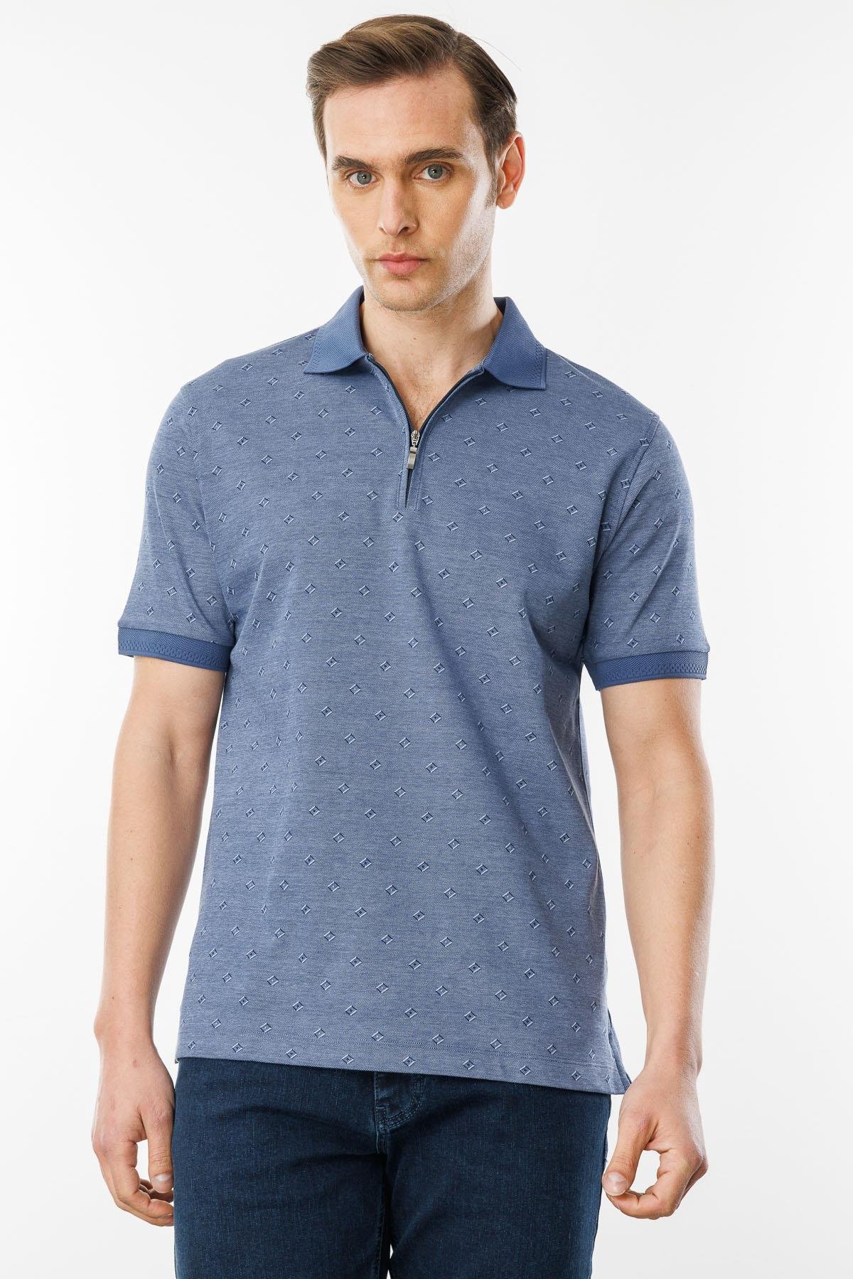 601Erkek Fermuarlı T-shirt Lacivert