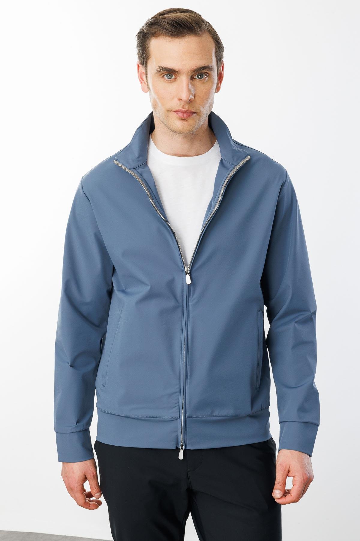 25441Erkek Hakim Yaka Yan Cepli Mont H.Mavi