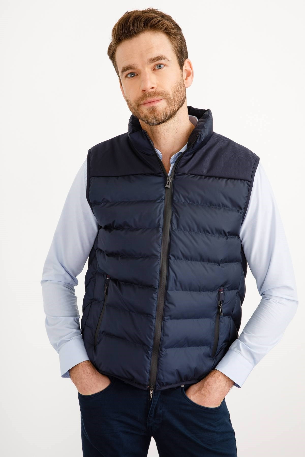 Пуховик мужской темно-синий