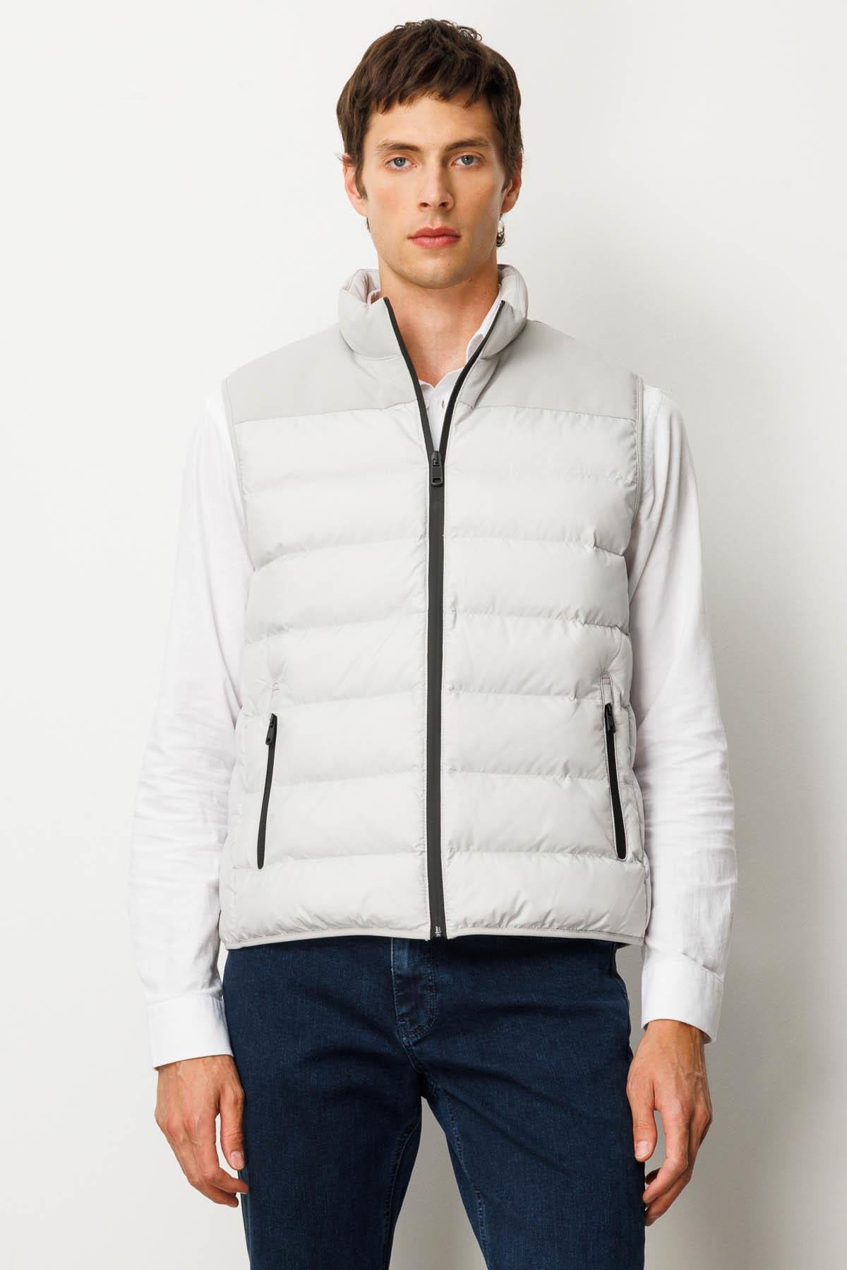 21493Erkek Kapitone Şişme Yelek Taş