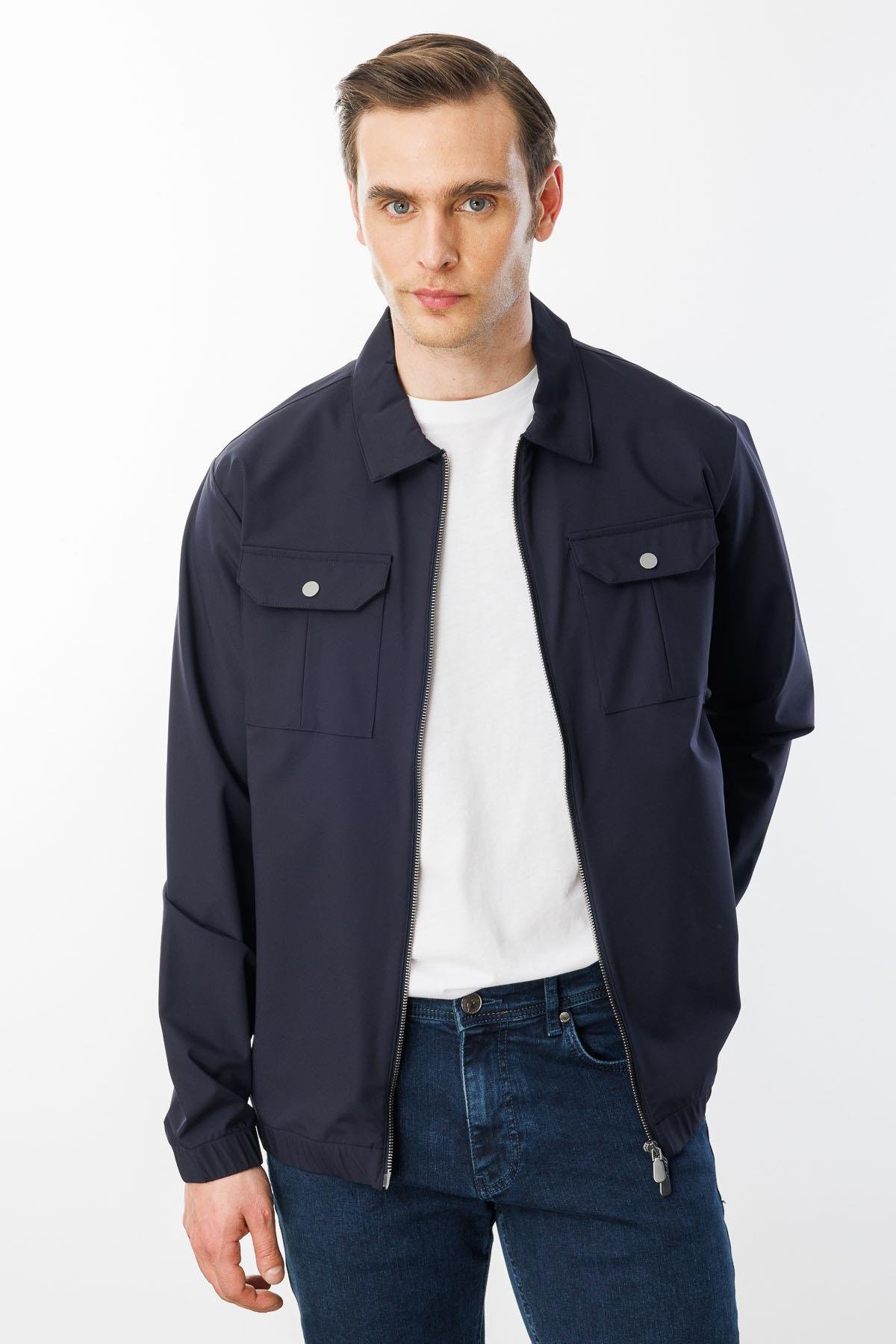 25440Erkek Polo Yaka Göğsü Cepli Mont K.Lacivert