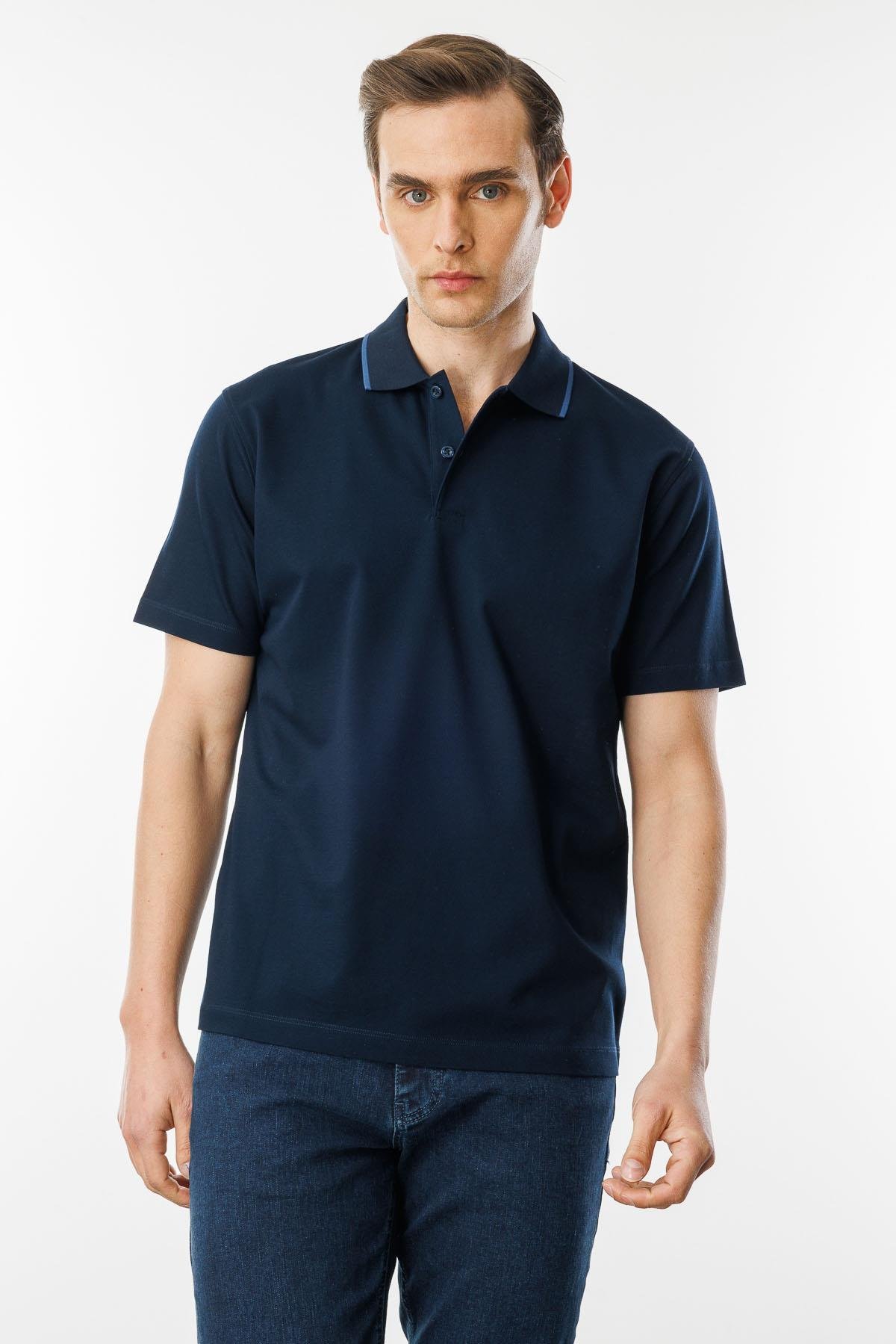 25739Erkek Polo Yaka Merserize T-shirt K.Lacivert