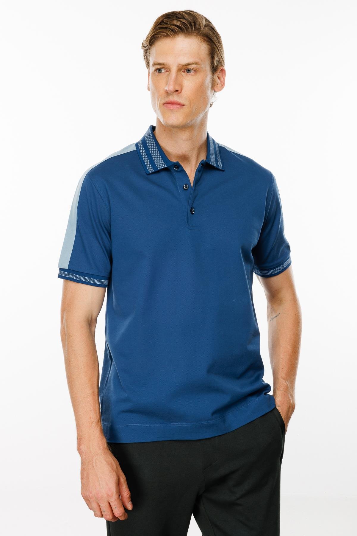 MTA 19Erkek Polo Yaka Omuzu Şeritli T-shirt Parlement