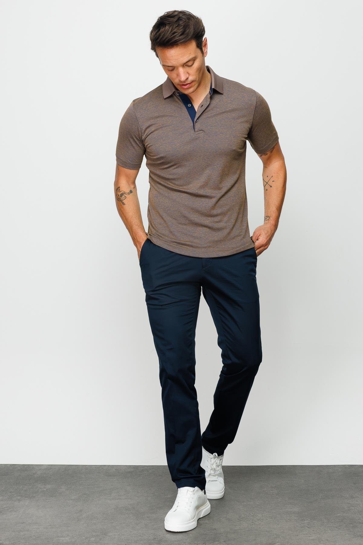 301Erkek Polo Yaka T-shirt S.Kahve