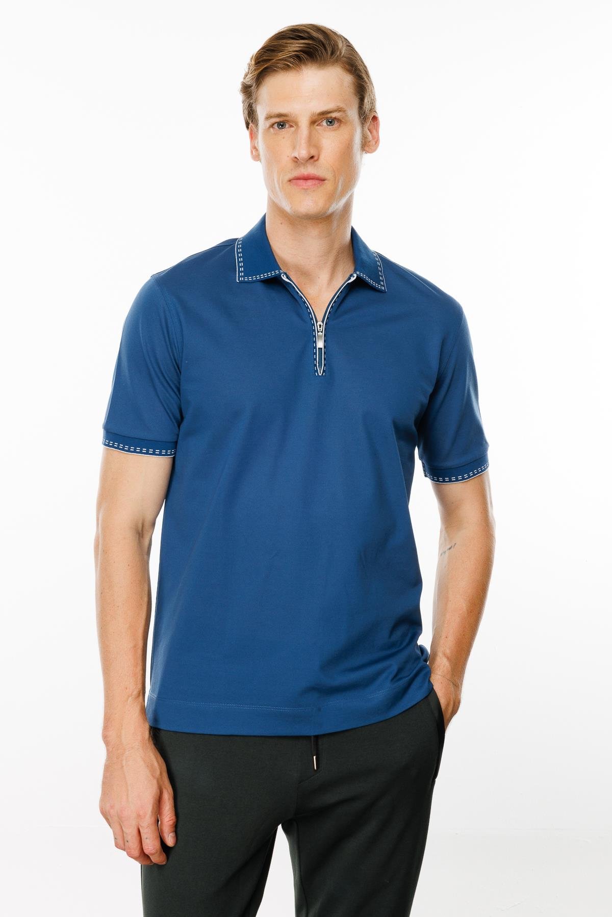 MTA 02Erkek Polo Yaka Yakası Fermuarlı T-shirt Parlement