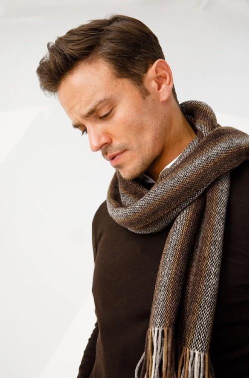 21526Мужской шерстяной шарф темно-коричневый