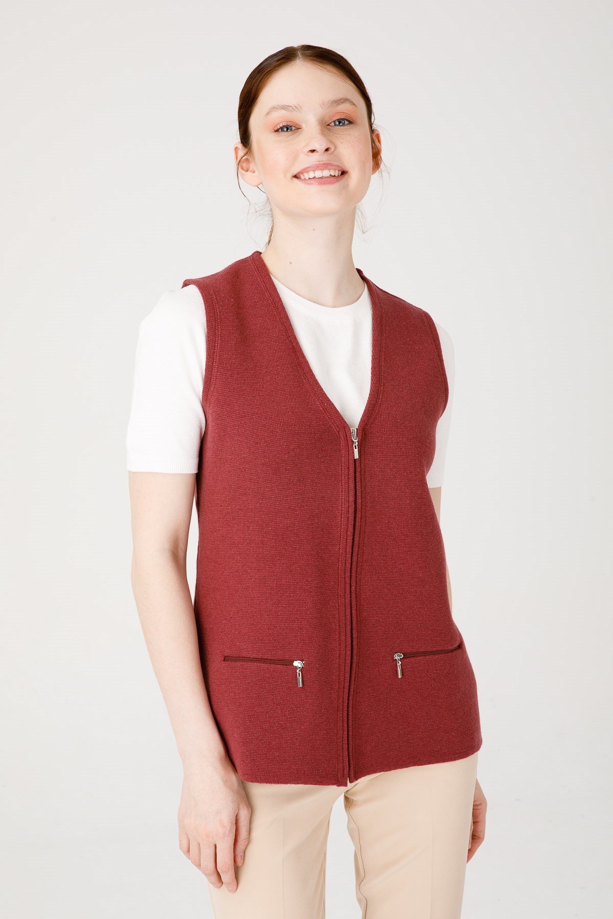 Women's Wool Vest K.Dusty Rose Color