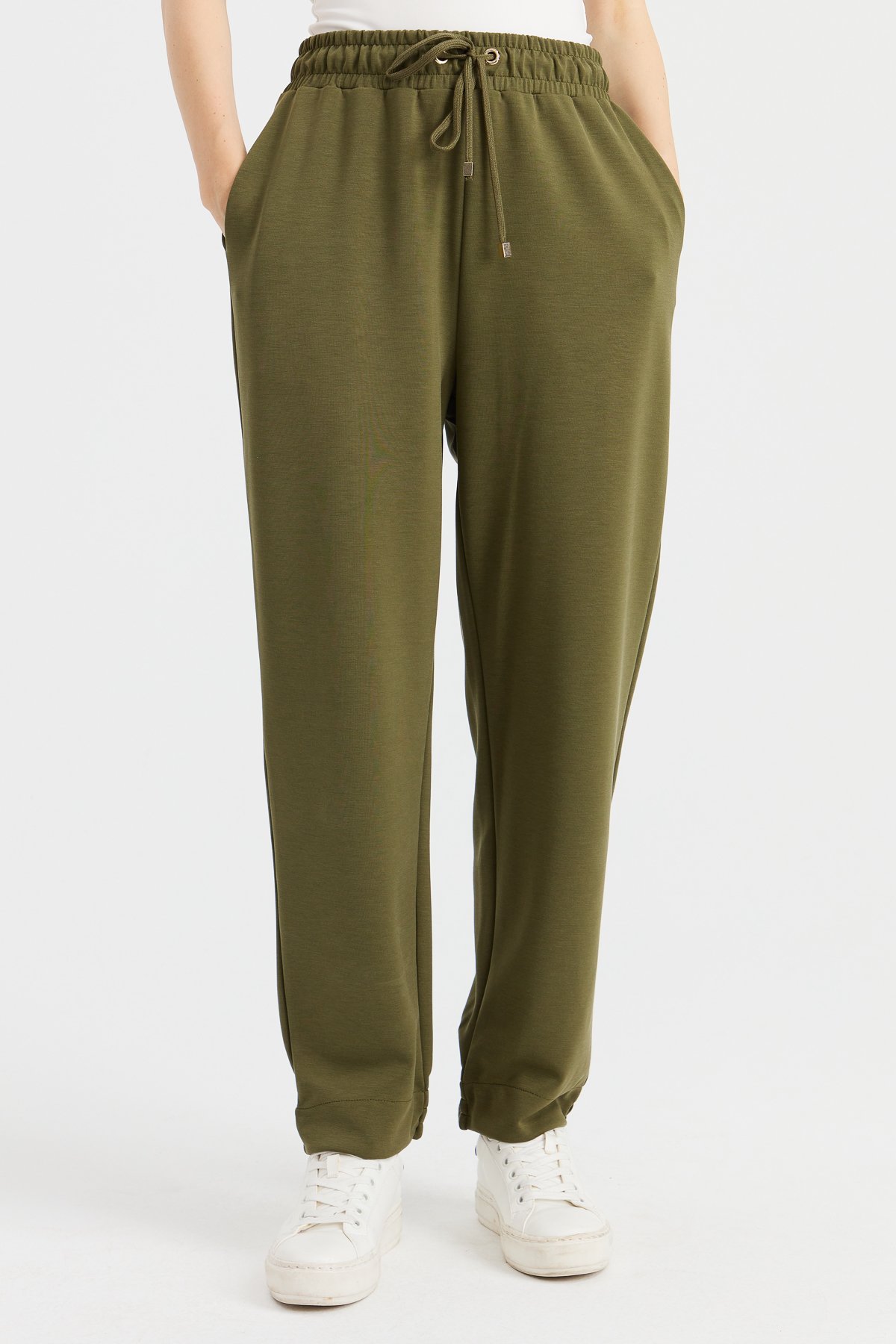 KMK23006Kadın Cepli Eşofman Pantolon Haki