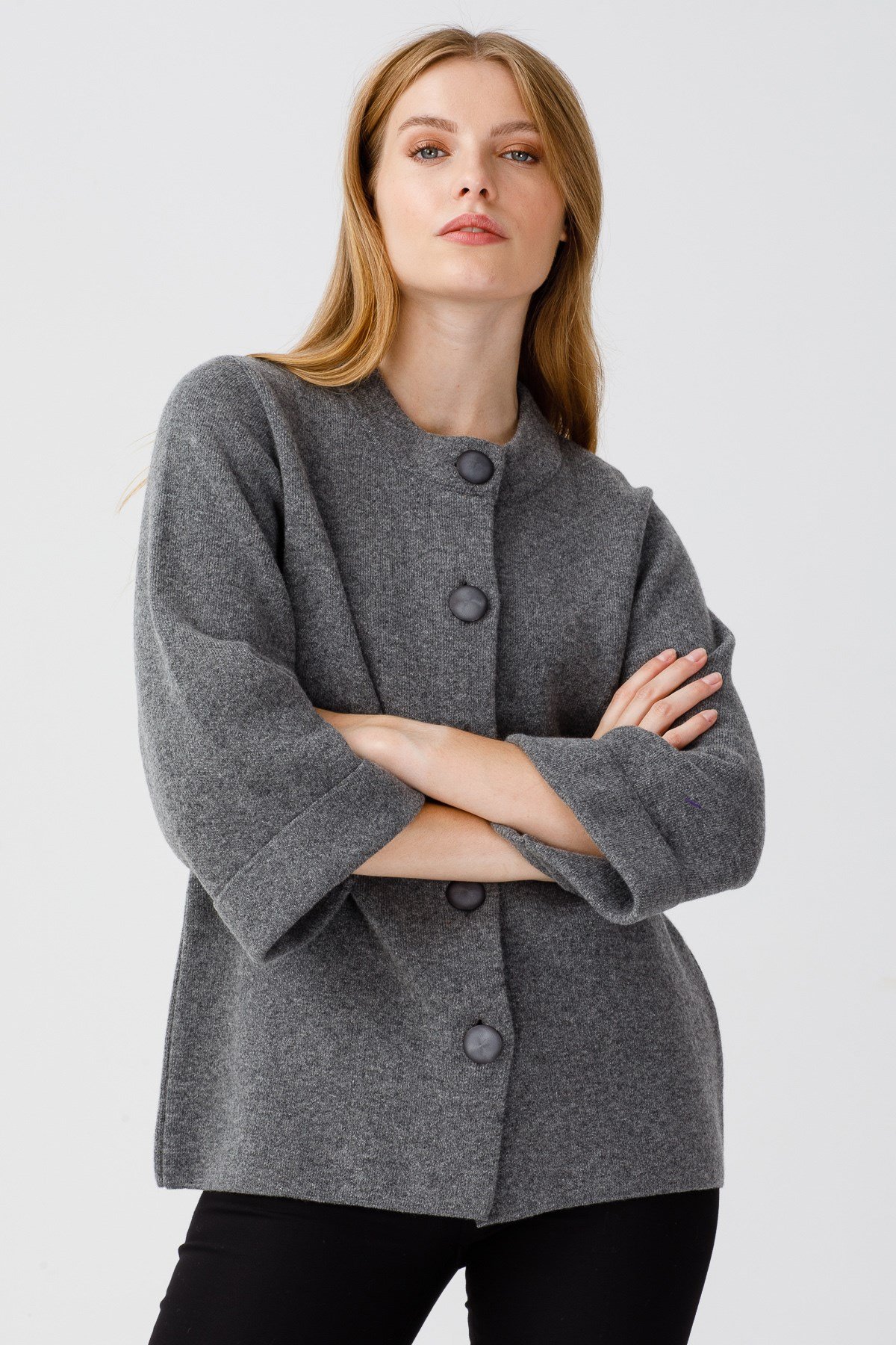 Женский шерстяной кардиган серый