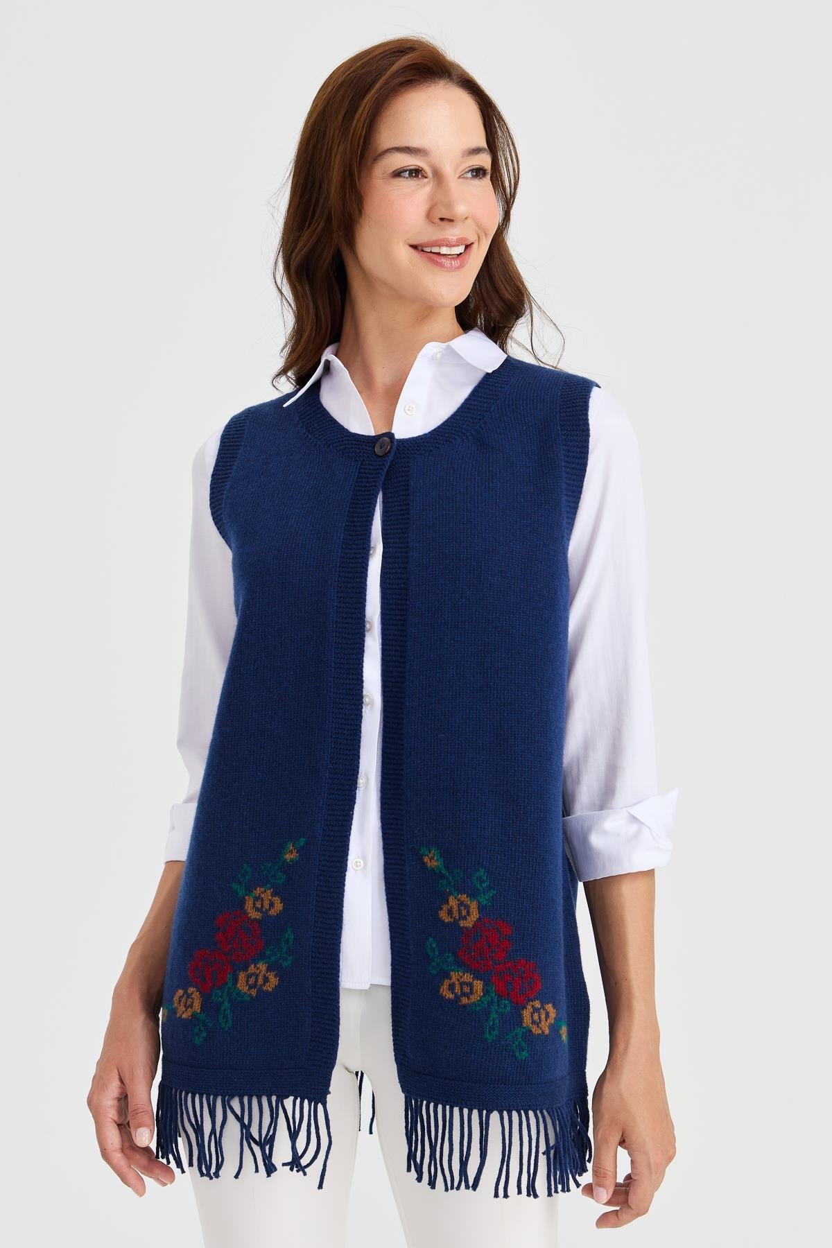 Женская юбка с цветочным принтом и кисточками, жилет