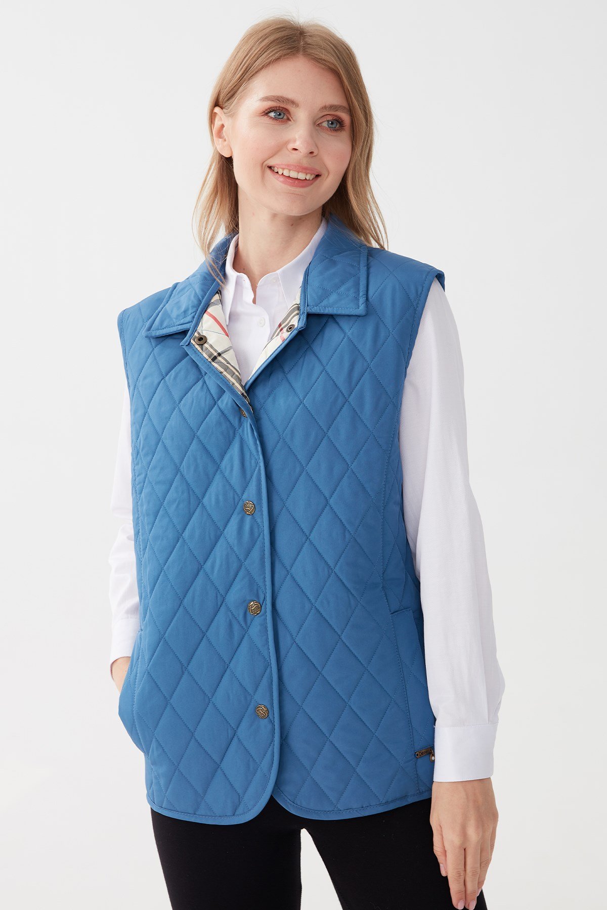 Женский стеганый жилет Пепельно-синий