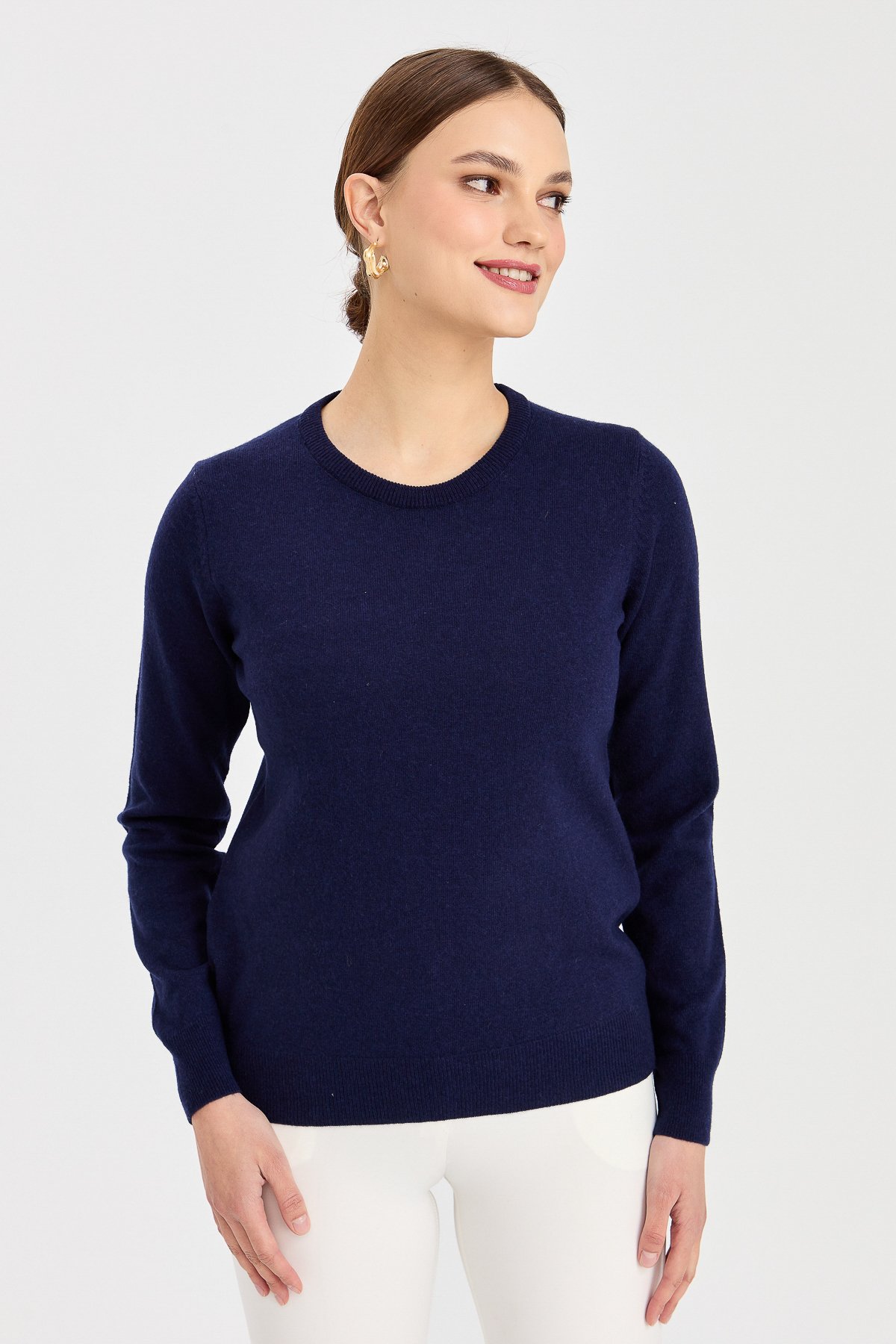 21041Kadın Klasik Bayan Bluz Y.A Lacivert