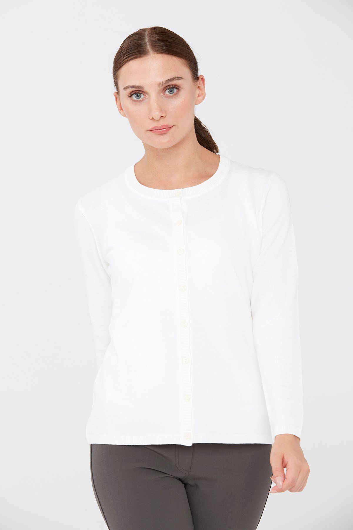 Женский базовый кардиган из лайкры кремовый цвет