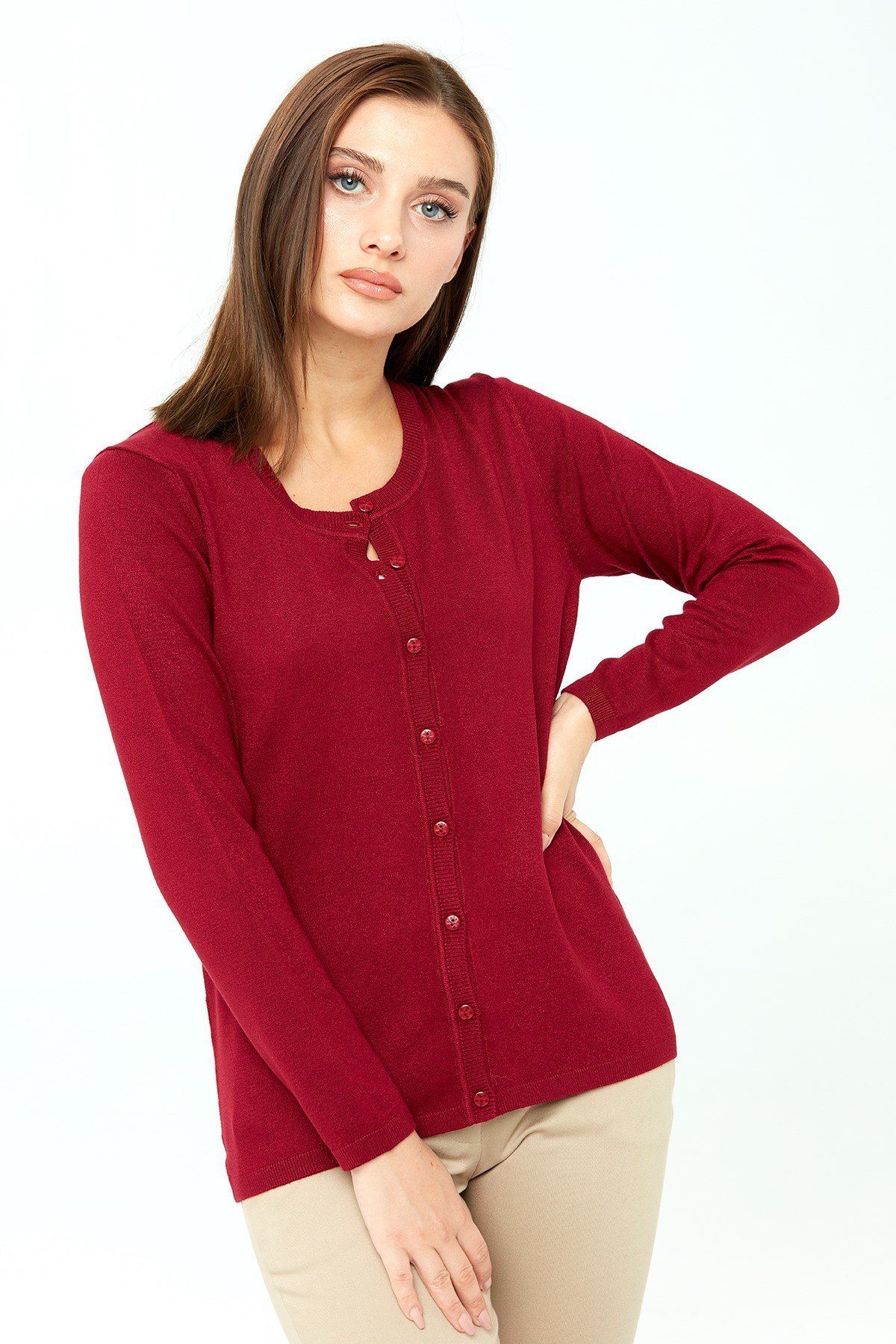 Женский базовый кардиган из лайкры Вишня