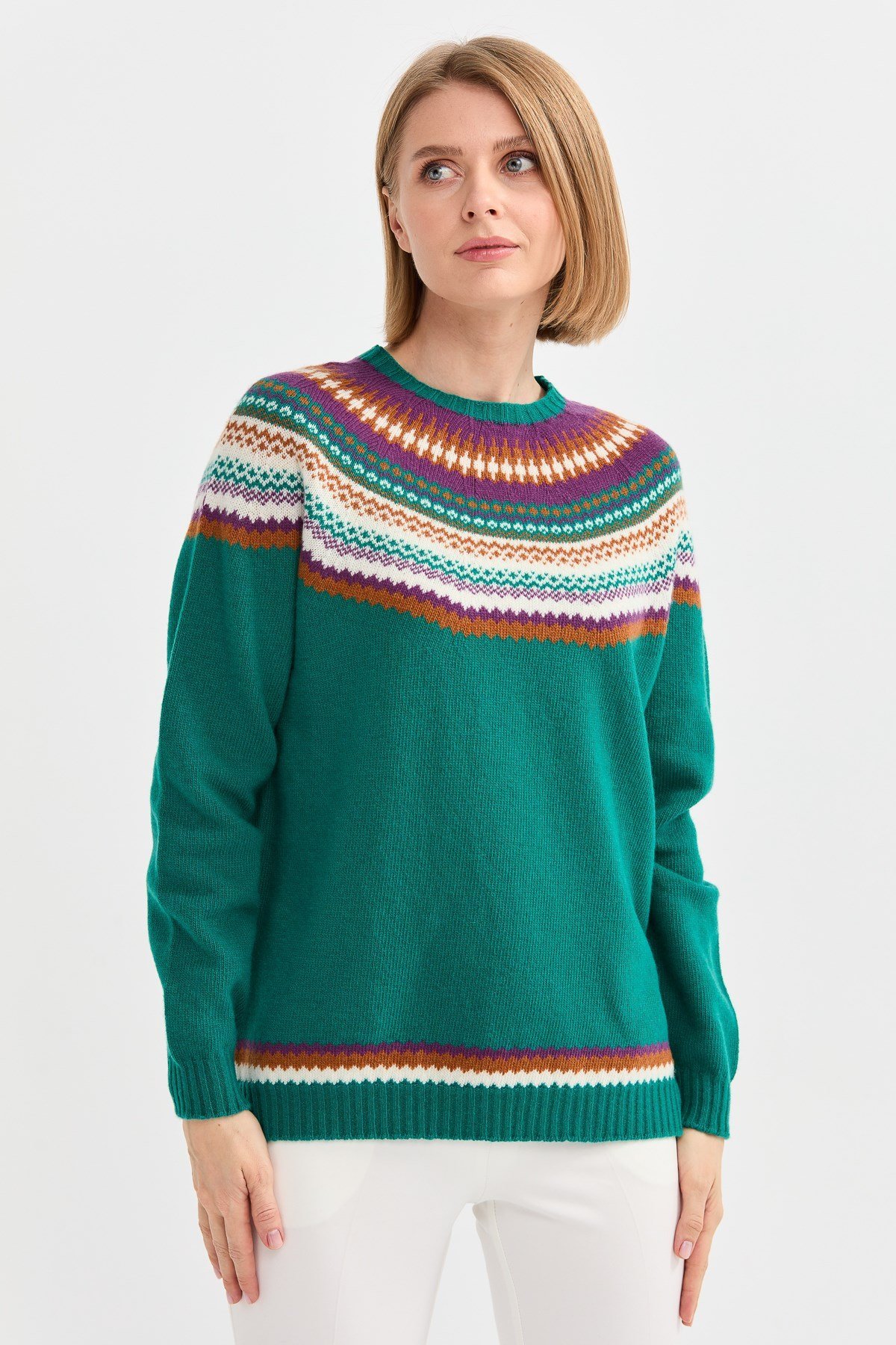 Women's Round Neckline Wool Sweater