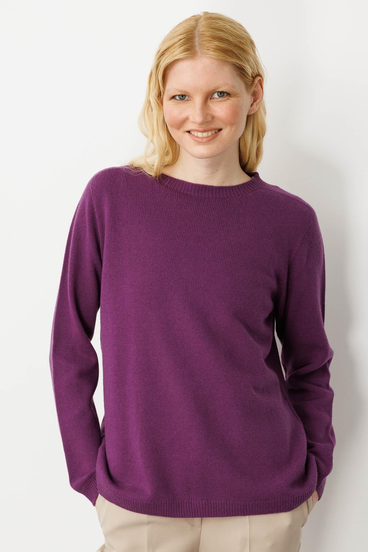 23163Kadın Sıfır Yaka Klasik Yün Kazak A.Mor