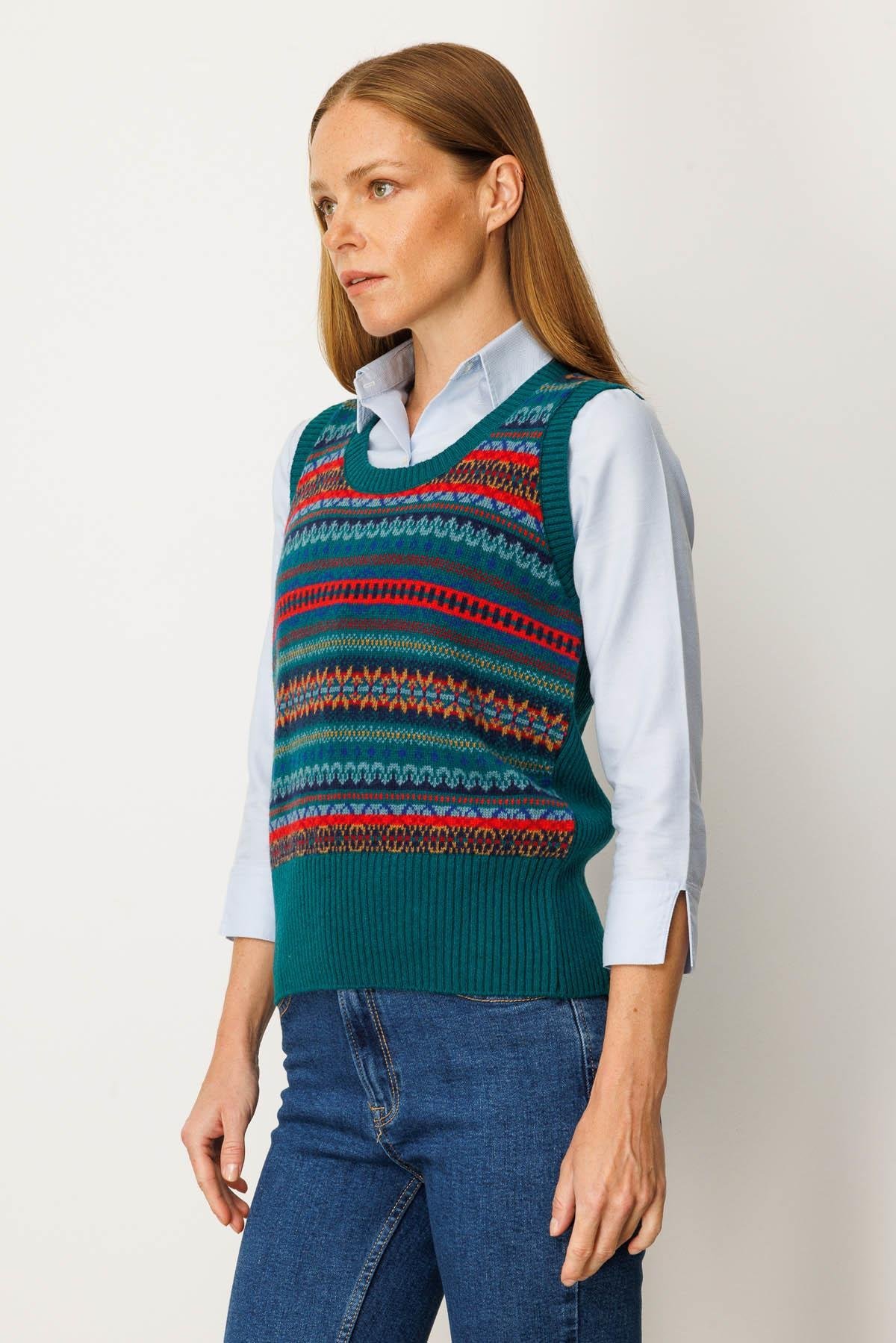 25099Kadın Sıfır Yaka Önü Jakarlı Yün Süveter K.Ö.başı