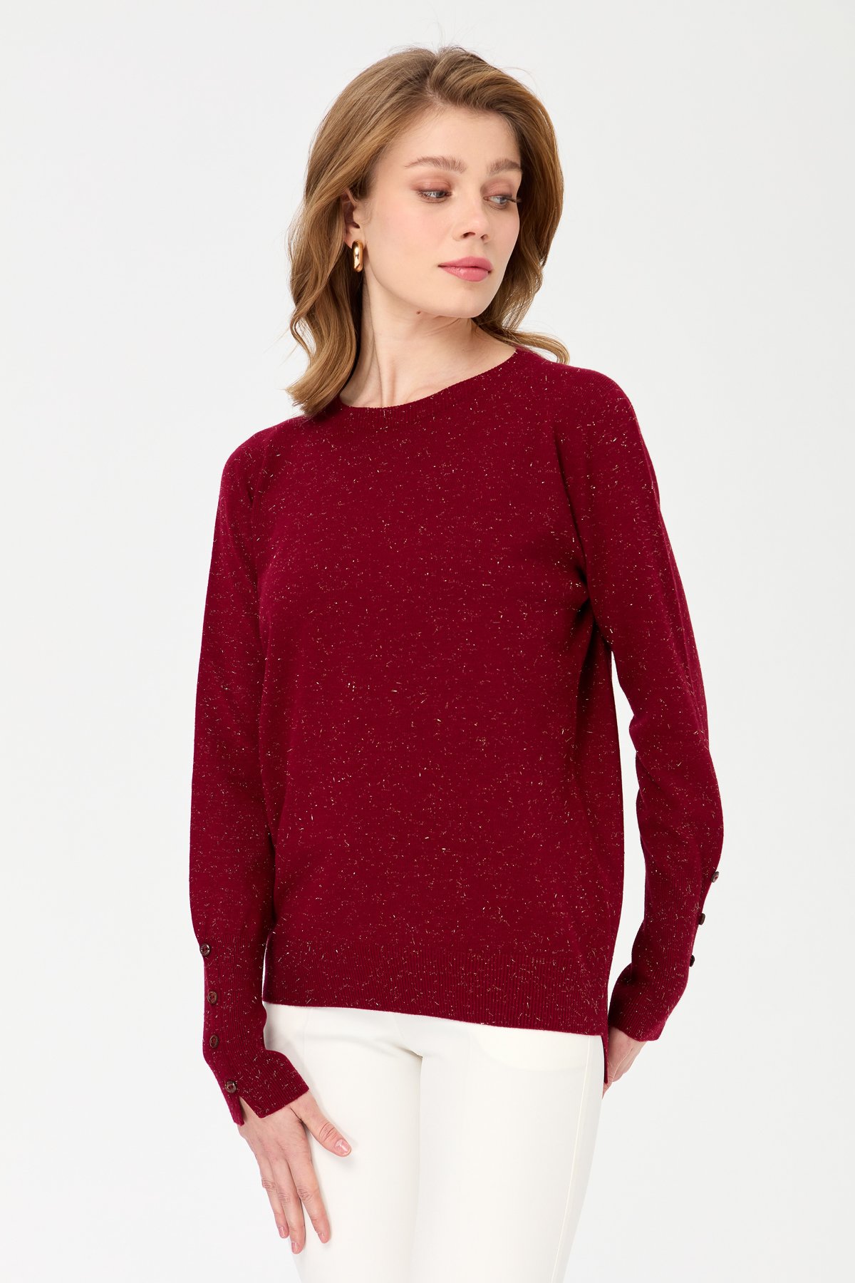 23331Kadın Sıfır Yaka Önü Kısa Arkası Uzun Kazak V.Çürüğü