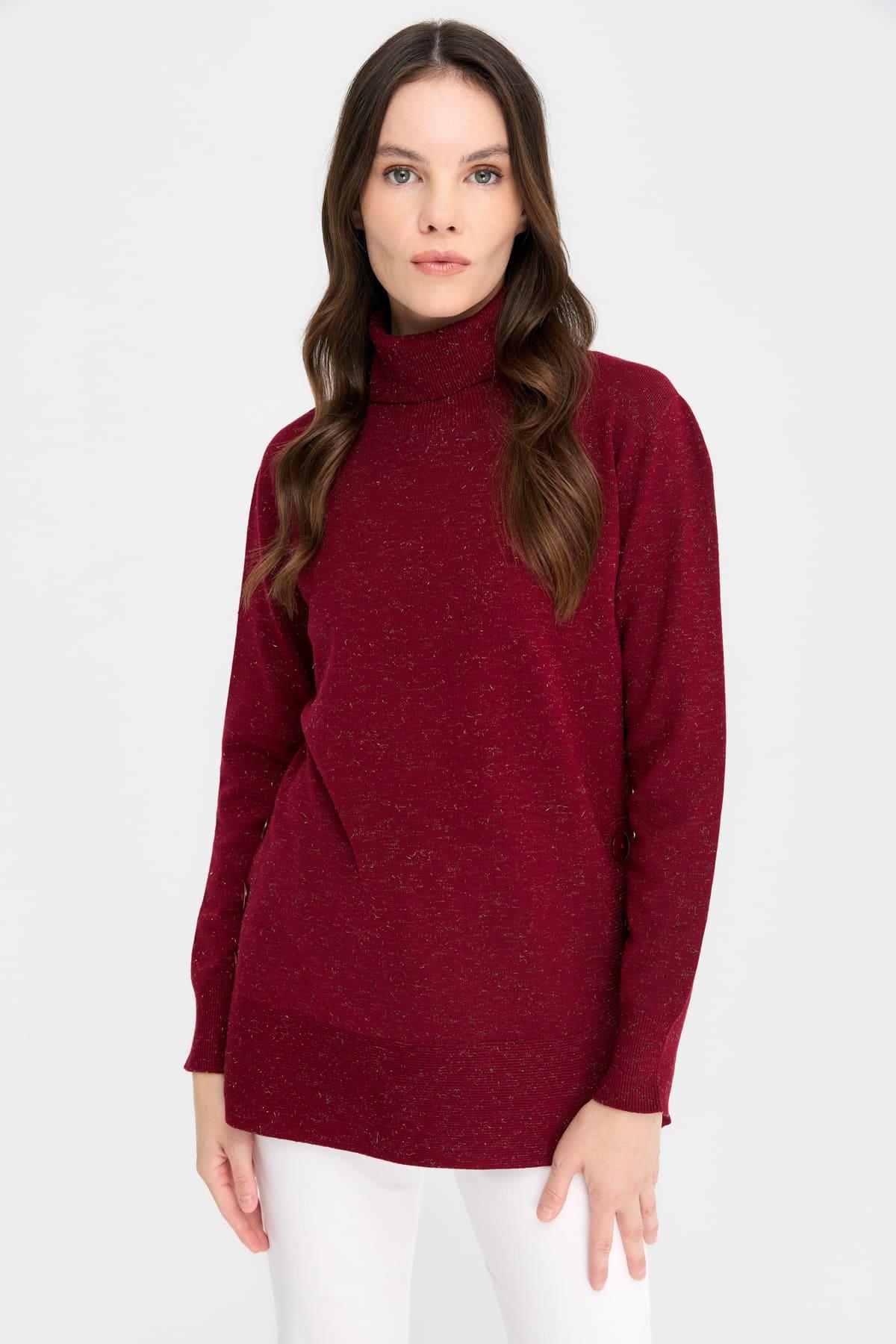 23391Kadın Tam Balıkçı Yaka Dikişsiz Kazak V.Çürüğü