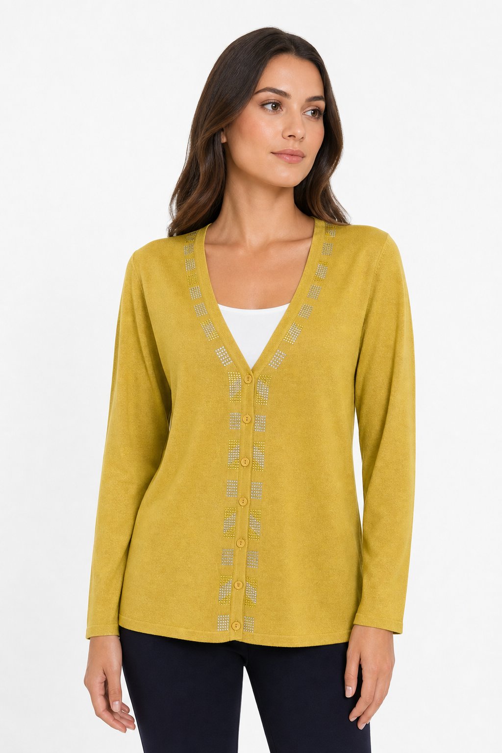 21356Women's Knitwear Cardigan Yellow