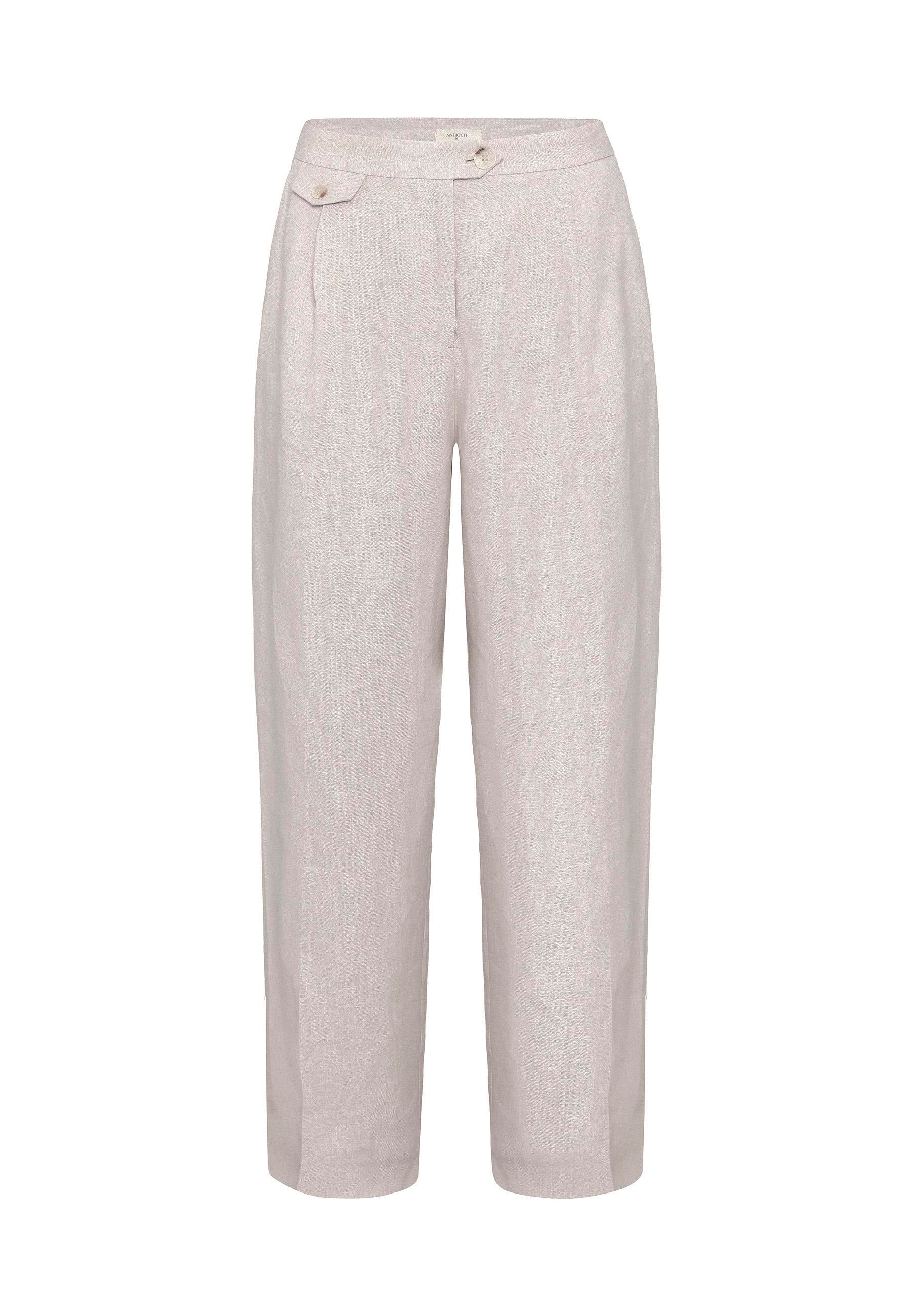 100% Linen High-Waisted Pleated Women's Pants