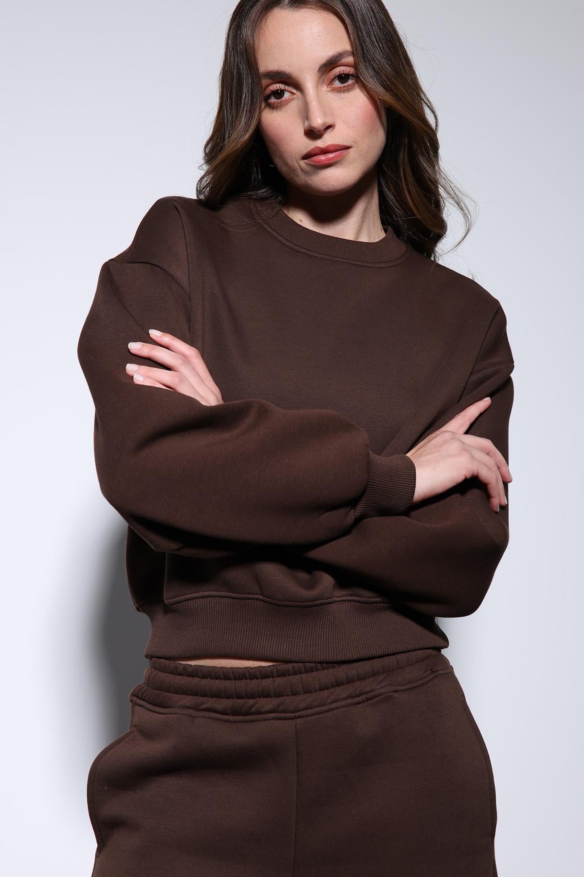 Antioch Kahve Basic Kadın Sweatshirt