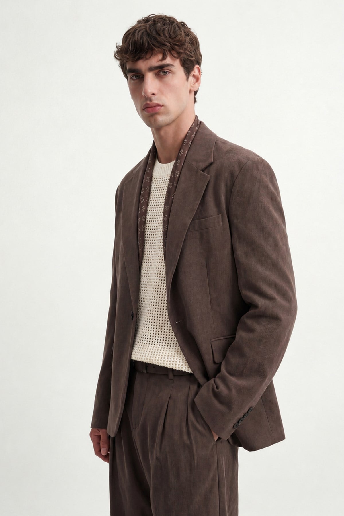 Antioch Kahve Modal Karışımlı Relaxed Blazer Ceket