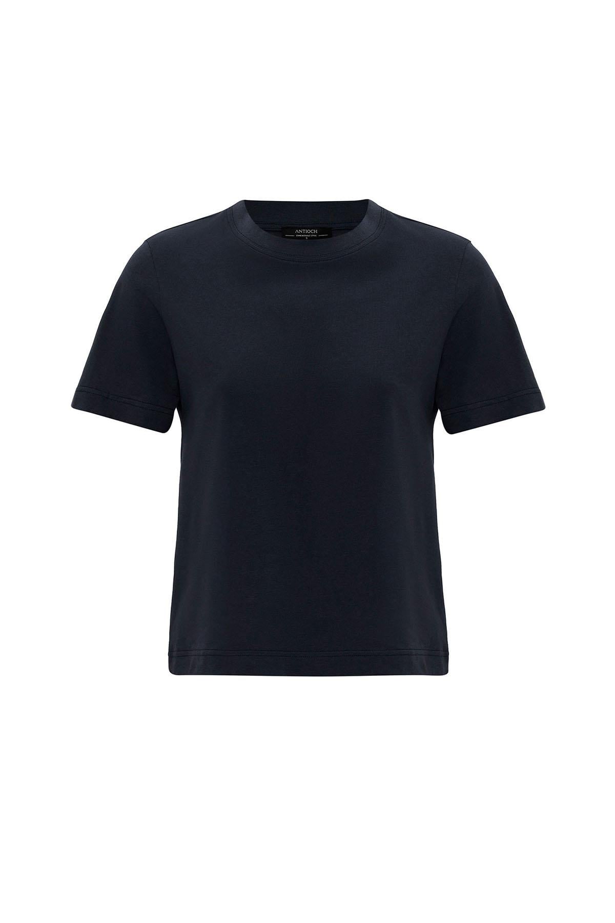Antioch Lacivert Kadın Bisiklet Yaka Basic T-Shirt