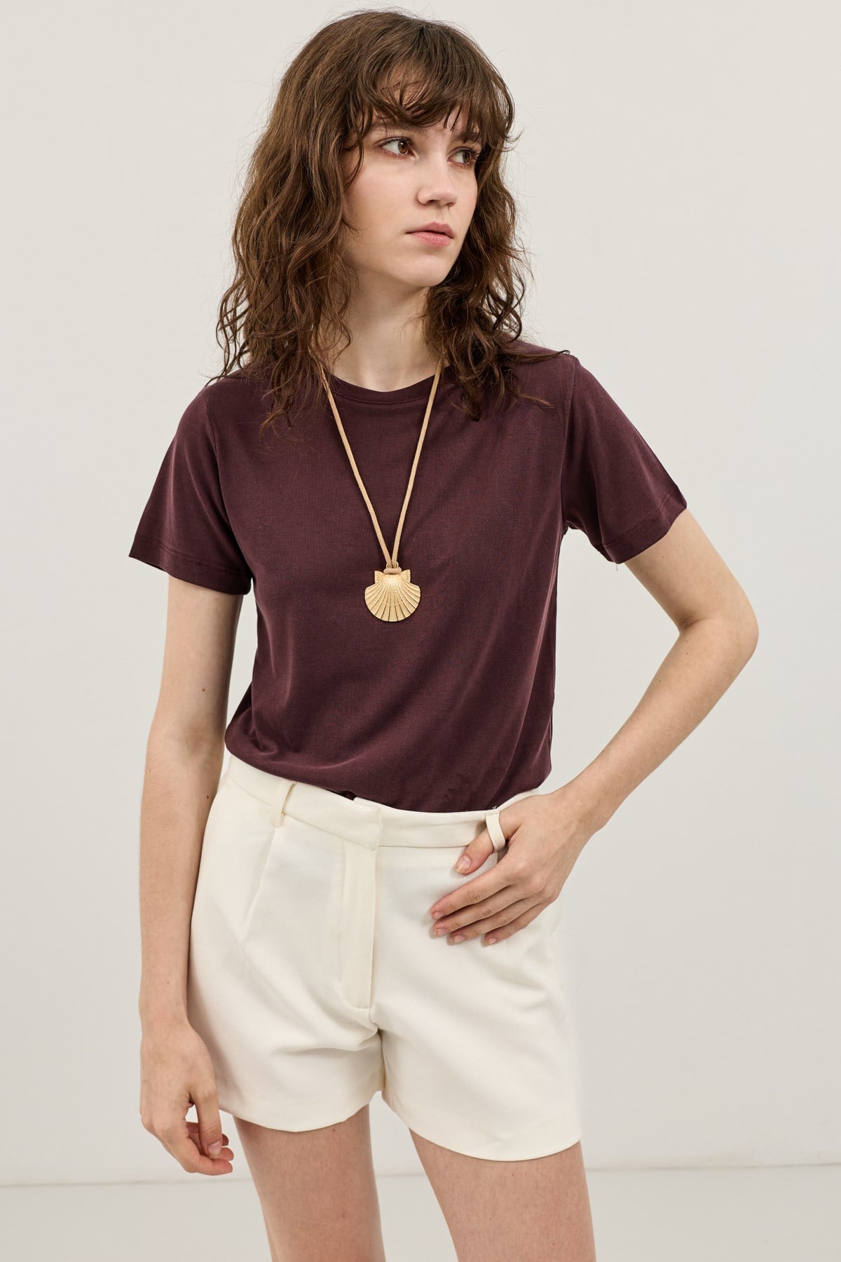 Antioch Mürdüm Modal Karışımlı T-Shirt