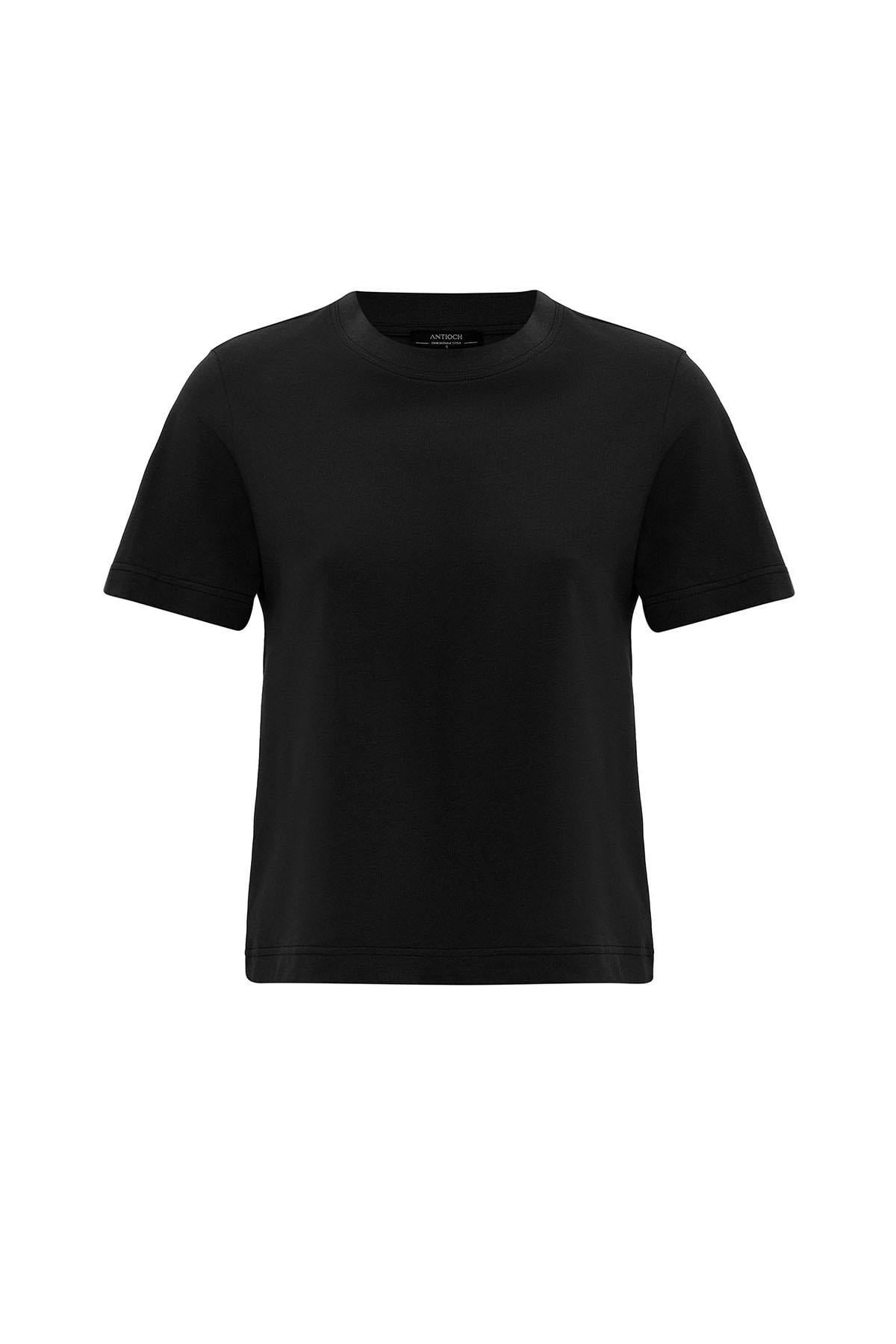 Antioch Siyah Kadın Bisiklet Yaka Basic T-Shirt