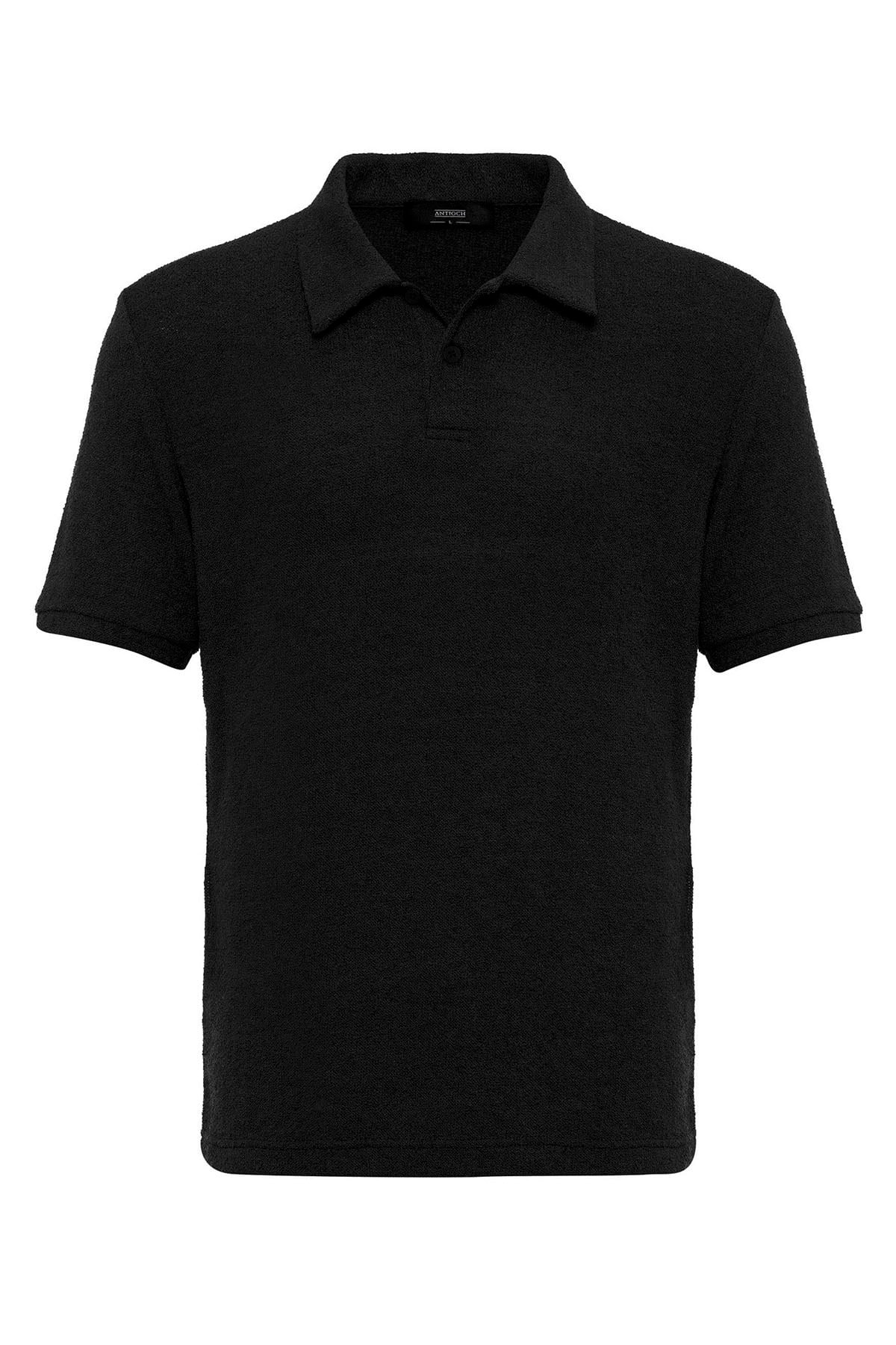 Antioch Siyah Polo Yaka Örme Erkek T-Shirt