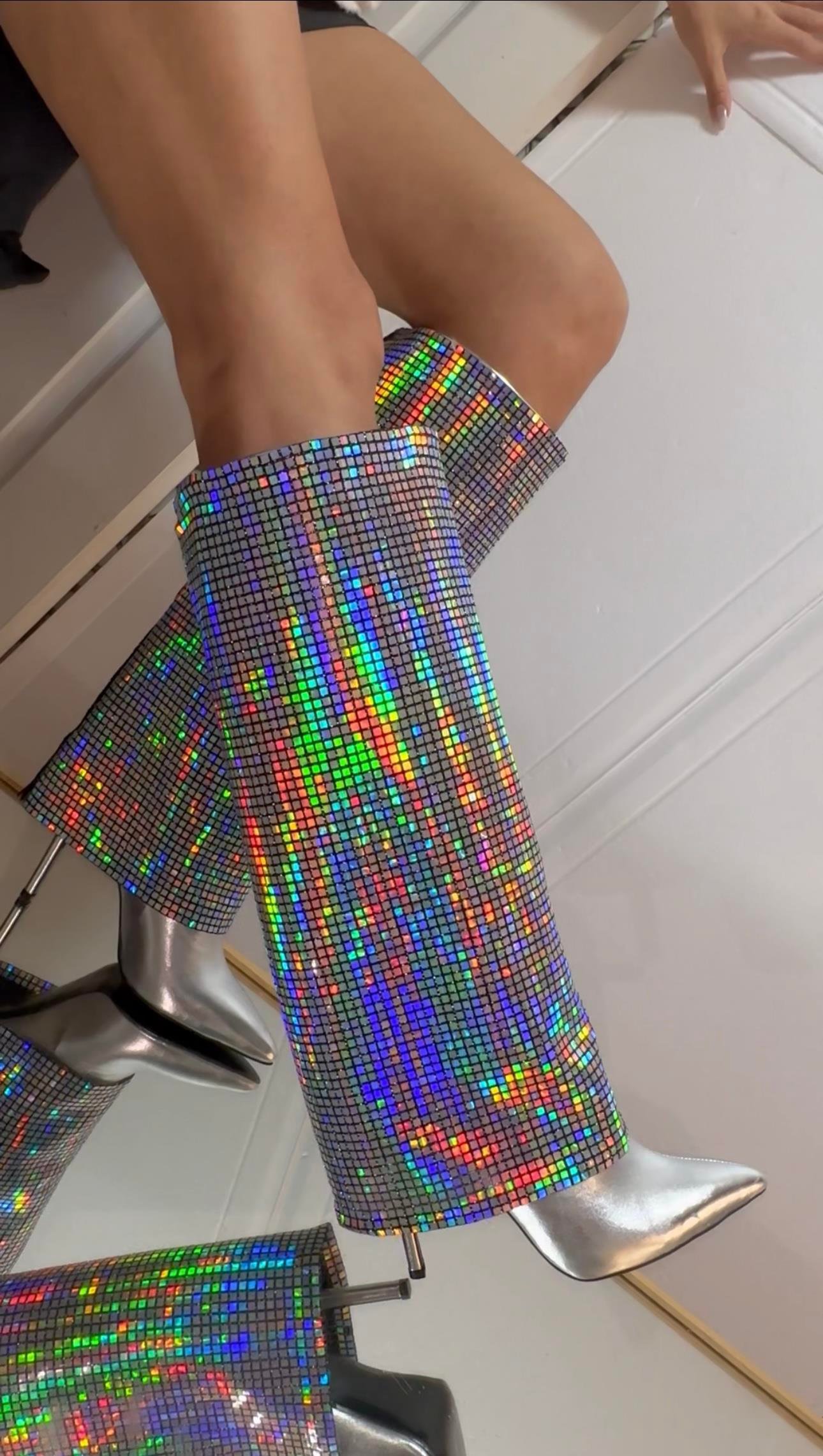 Alysa Çizme Gümüş