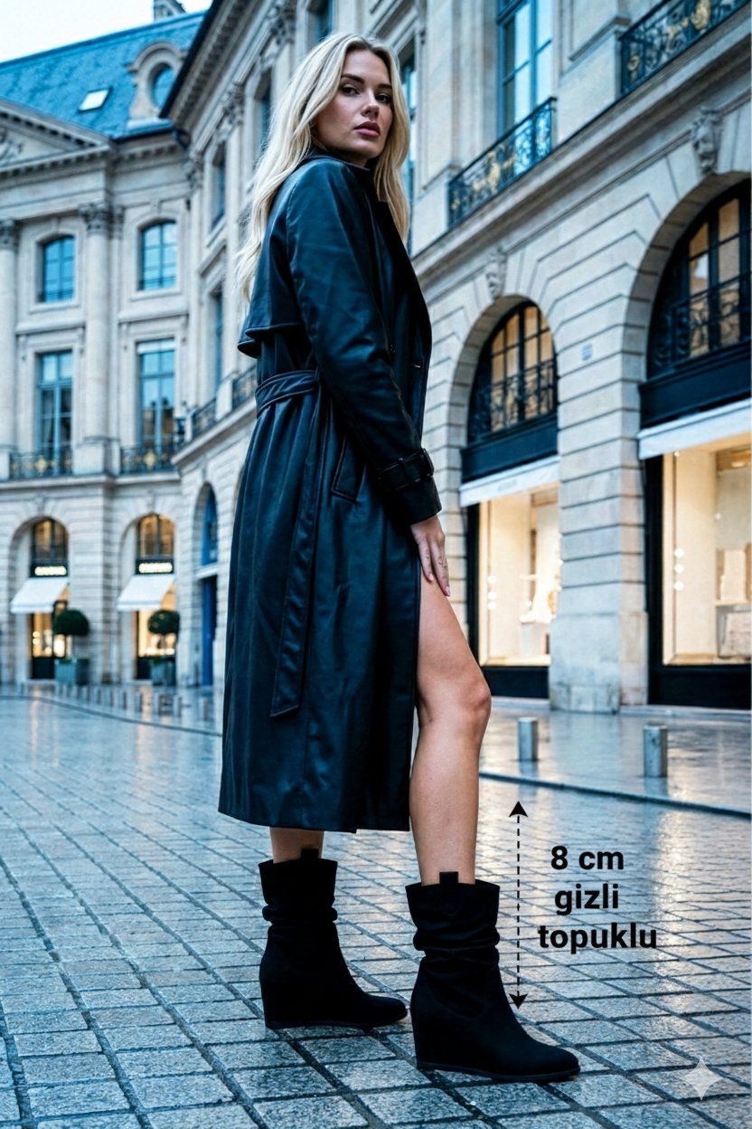 Bambi Gizli Topuk Süet Bot Siyah