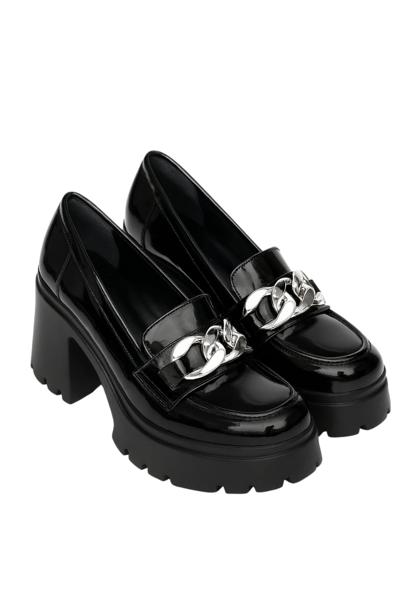 Bessy Topuklu Rugan Loafer Siyah - Loafer