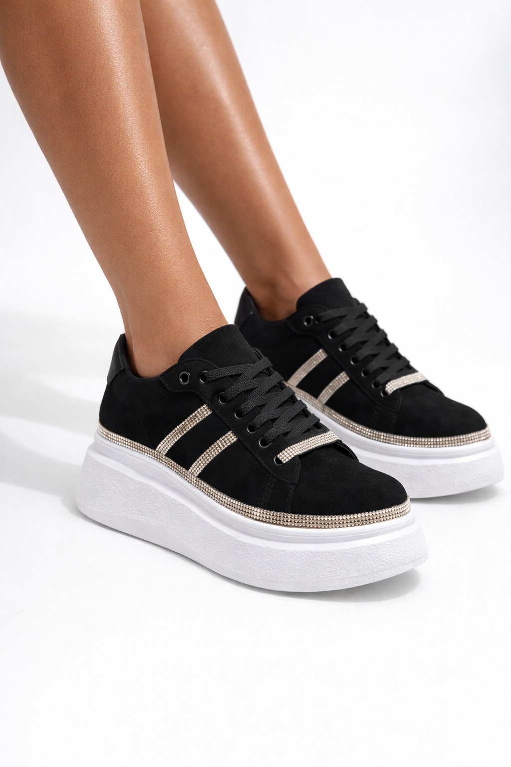 Bird Kristal Taşlı Spor Ayakkabı Siyah