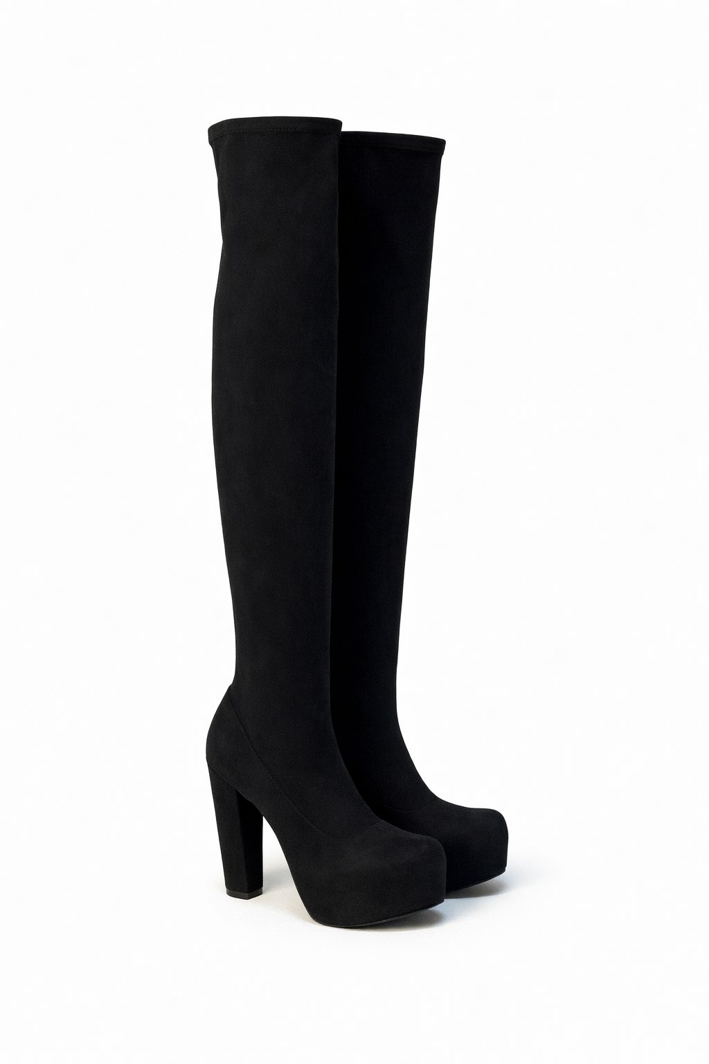 Bolde Platform Süet Çizme Siyah - 