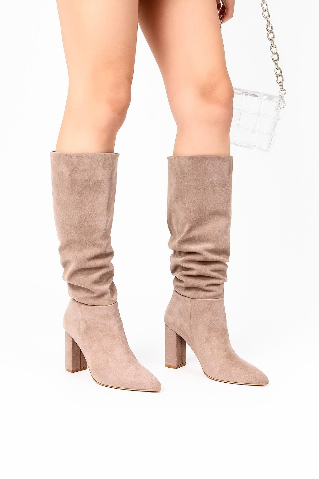 Cherry Çizme Bej - Topuklu Çizme