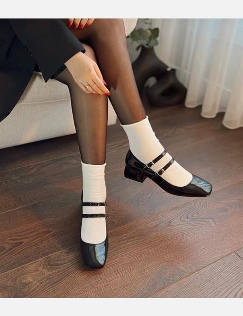 Cinzia Topuklu Rugan Babet Siyah - KADIN AYAKKABI