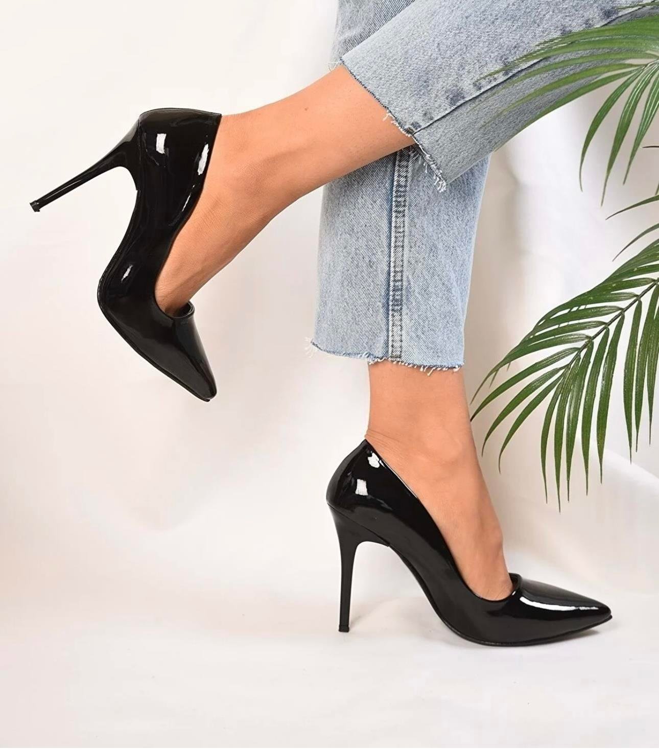 Cosmos Topuklu Rugan Stiletto Siyah - KADIN AYAKKABI