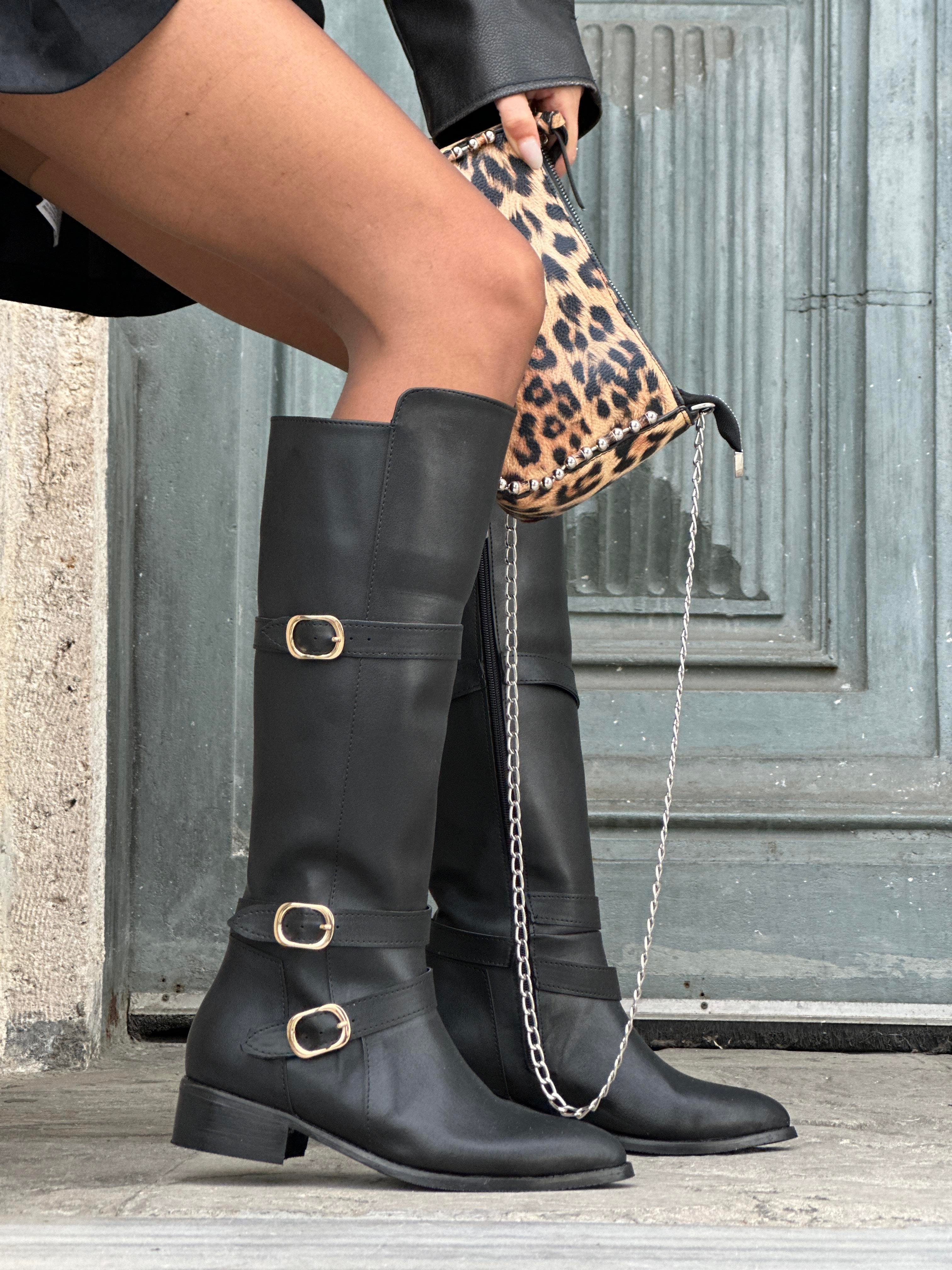 Cund Deri Çizme Siyah - LONG BOOTS