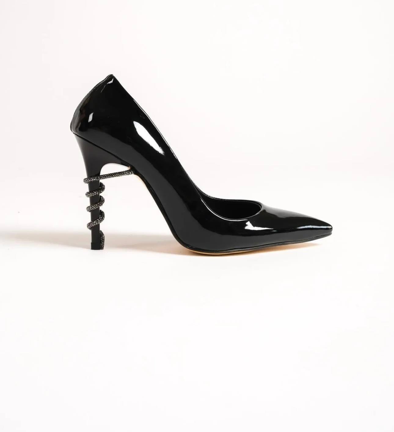 Curve Rugan Stiletto Siyah - WOMAN SHOES