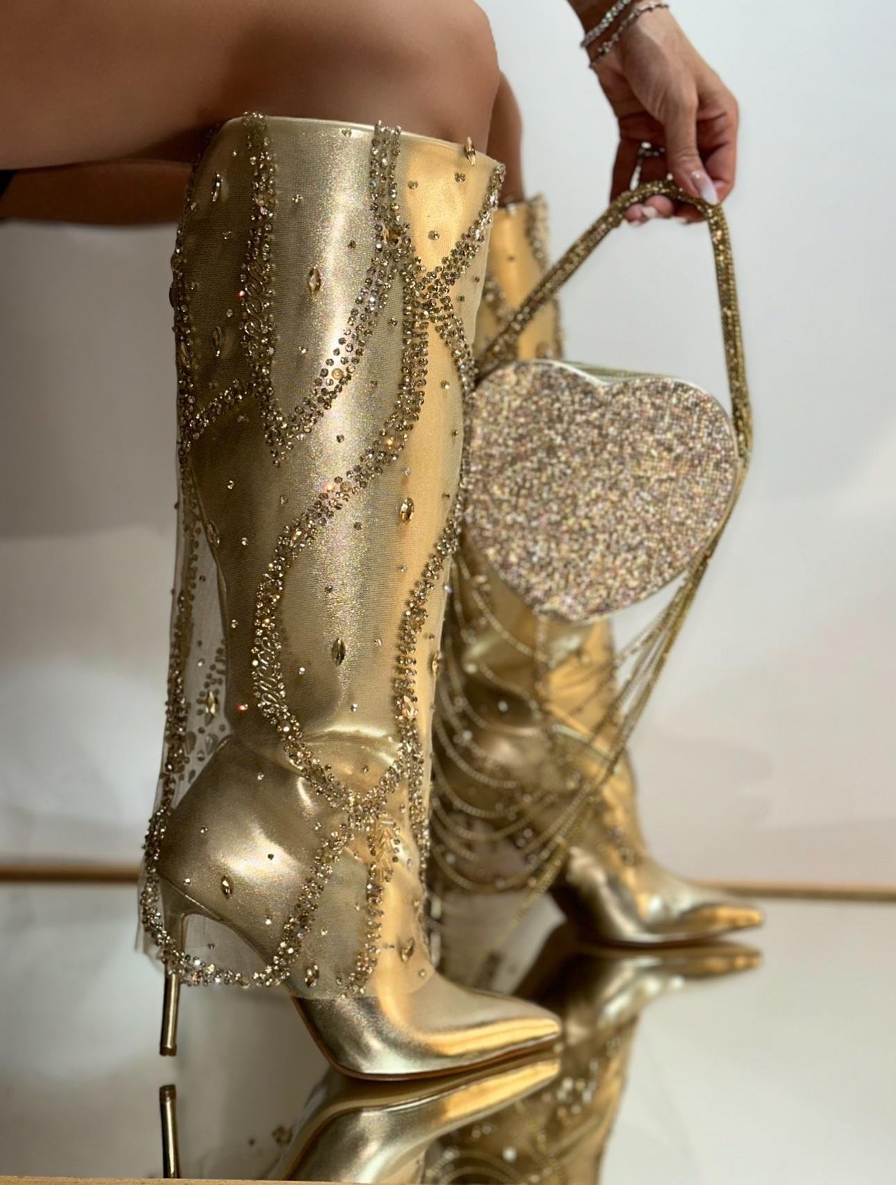 Denisa Çizme Gold - Long Boots